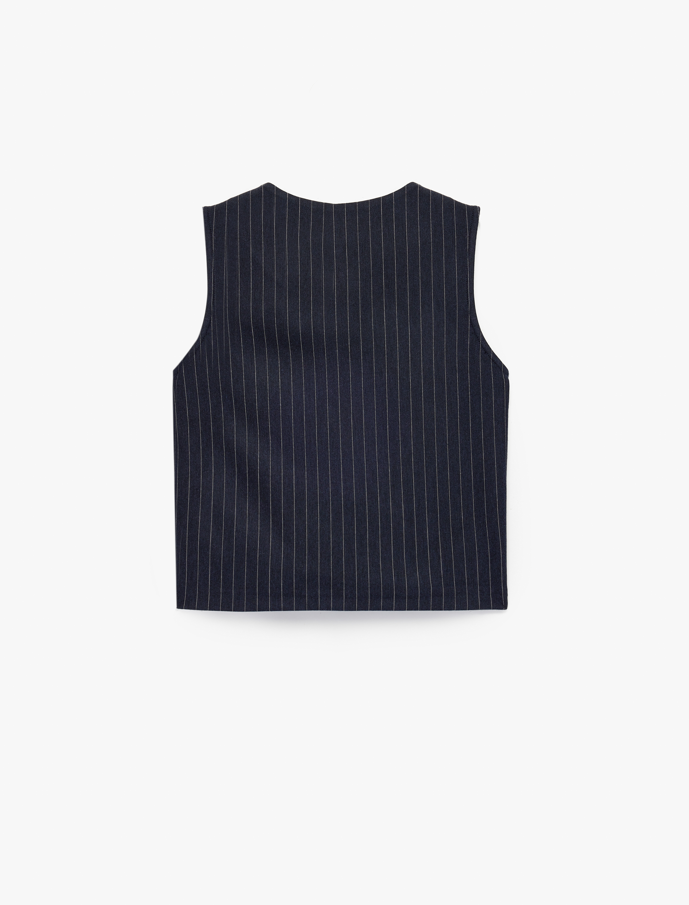   Slim Fit Kolsuz Bisiklet Yaka Çizgili Blazer Yelek