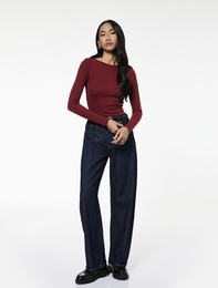 Pamuklu Uzun Kollu Bisiklet Yaka Slim Fit Basic Tişört