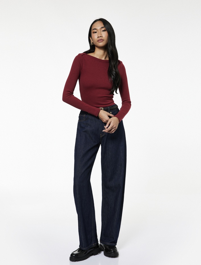  Pamuklu Uzun Kollu Bisiklet Yaka Slim Fit Basic Tişört
