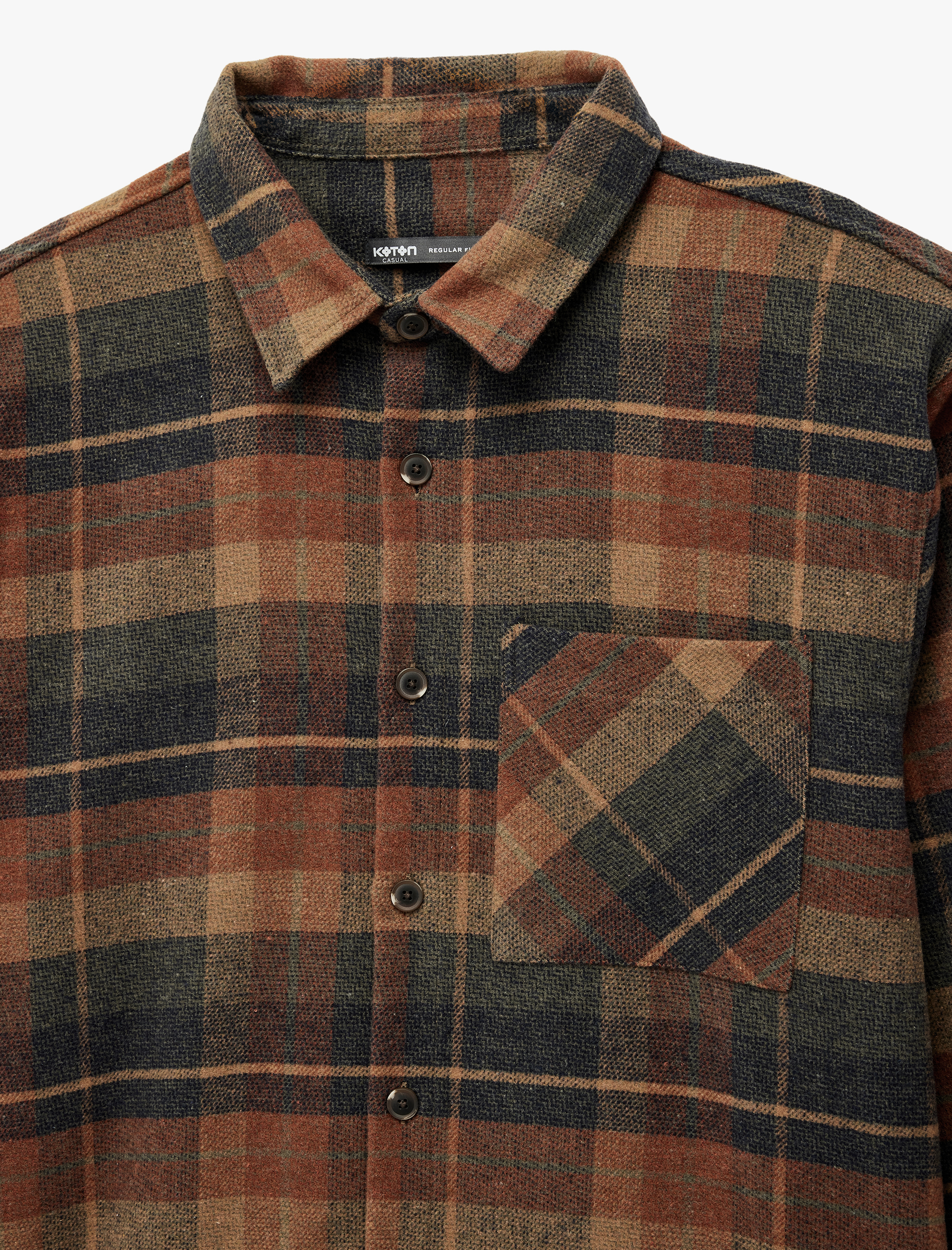   Regular Fit Uzun Kollu Düğmeli Klasik Yaka Oduncu Gömlek