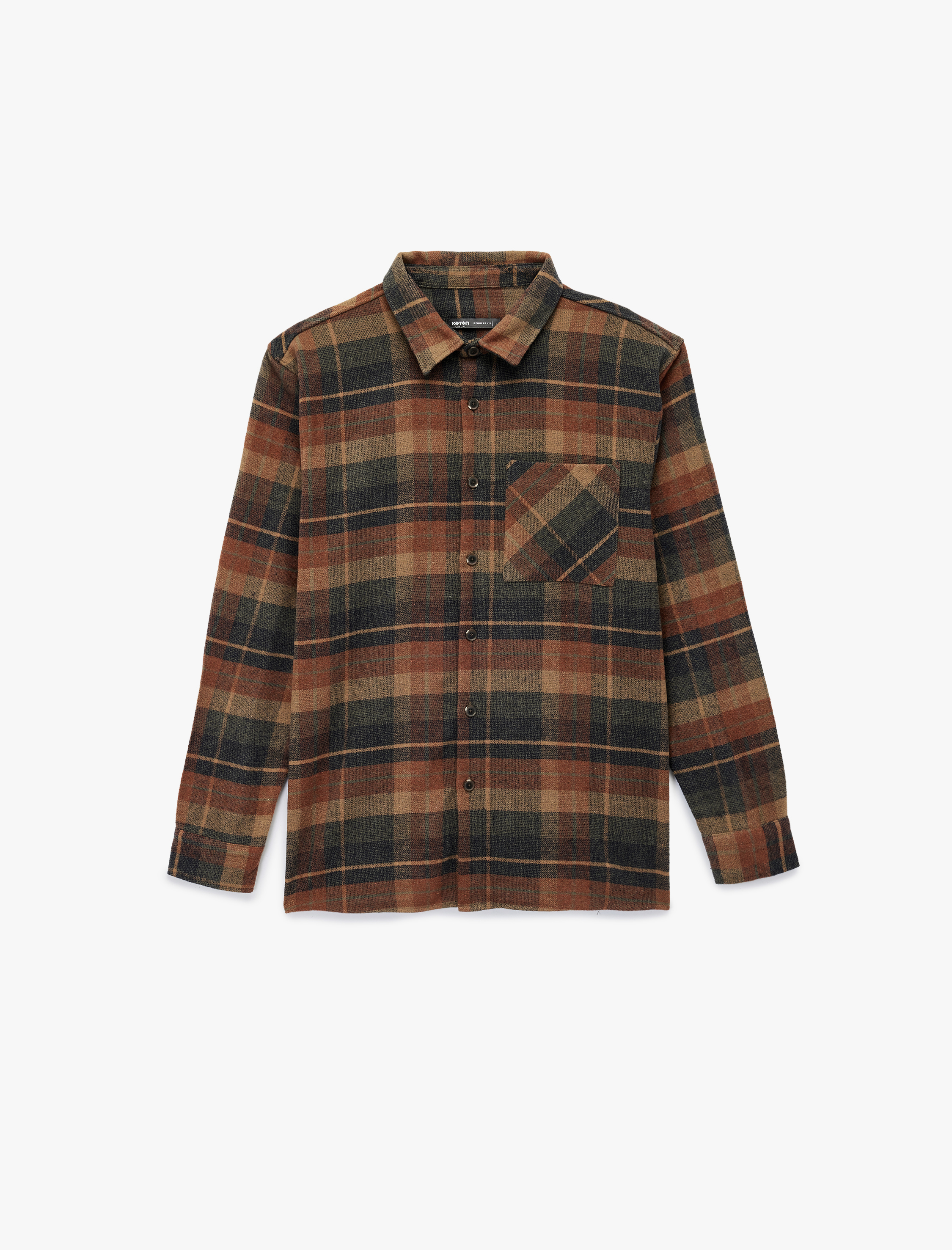   Regular Fit Uzun Kollu Düğmeli Klasik Yaka Oduncu Gömlek