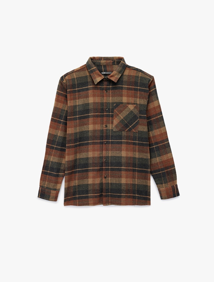  Regular Fit Uzun Kollu Düğmeli Klasik Yaka Oduncu Gömlek