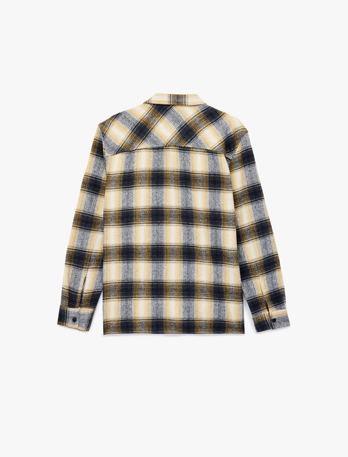  Düğmeli Cep Detaylı Regular Fit Uzun Kollu Klasik Yaka Oduncu Gömleği