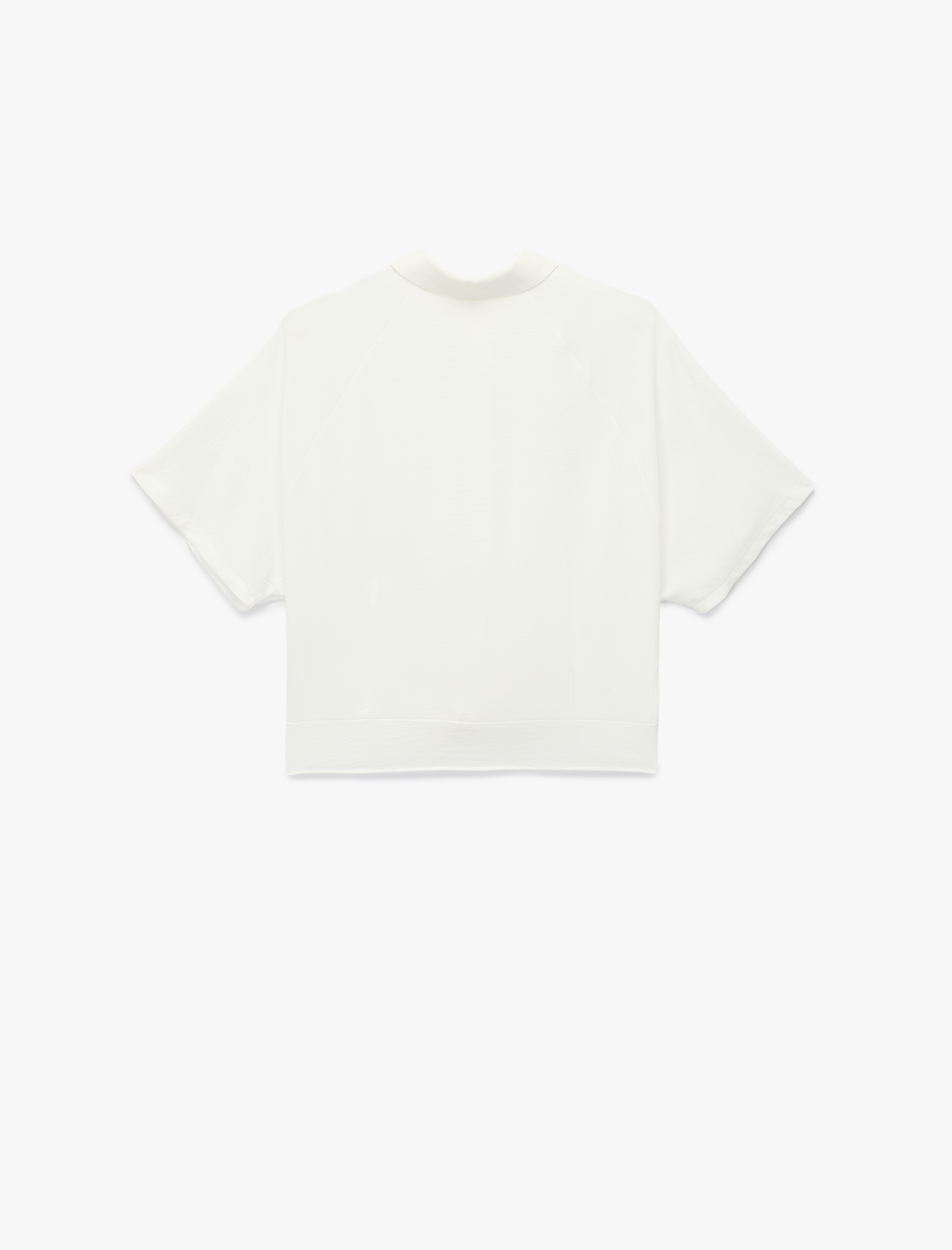   Aerobin Kumaş Kısa Kollu Önden Bağlama Detaylı Crop Gömlek