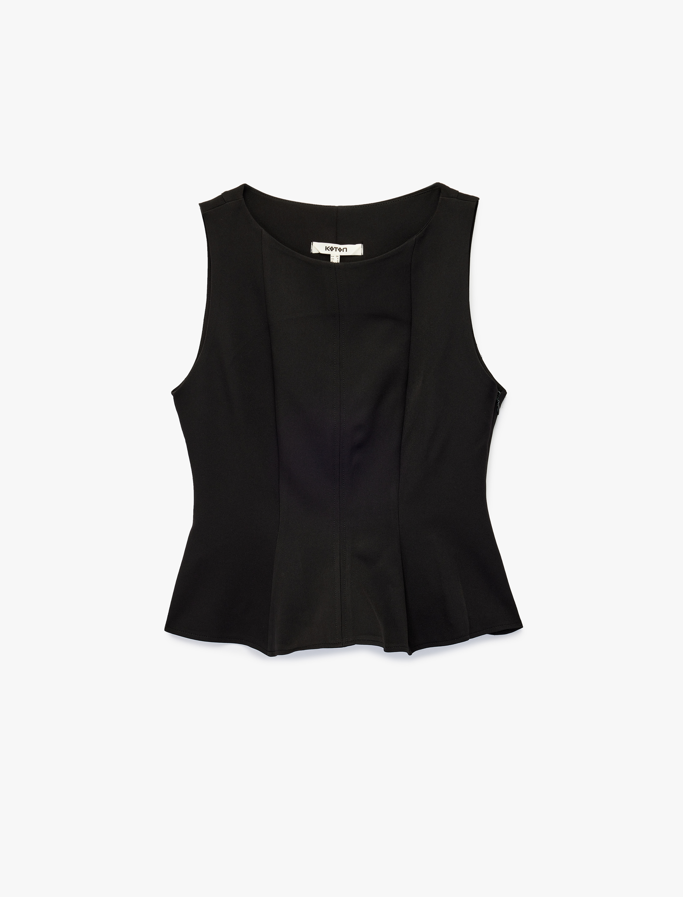   Dar Kalıp Bisiklet Yaka Kolsuz Peplum Bluz