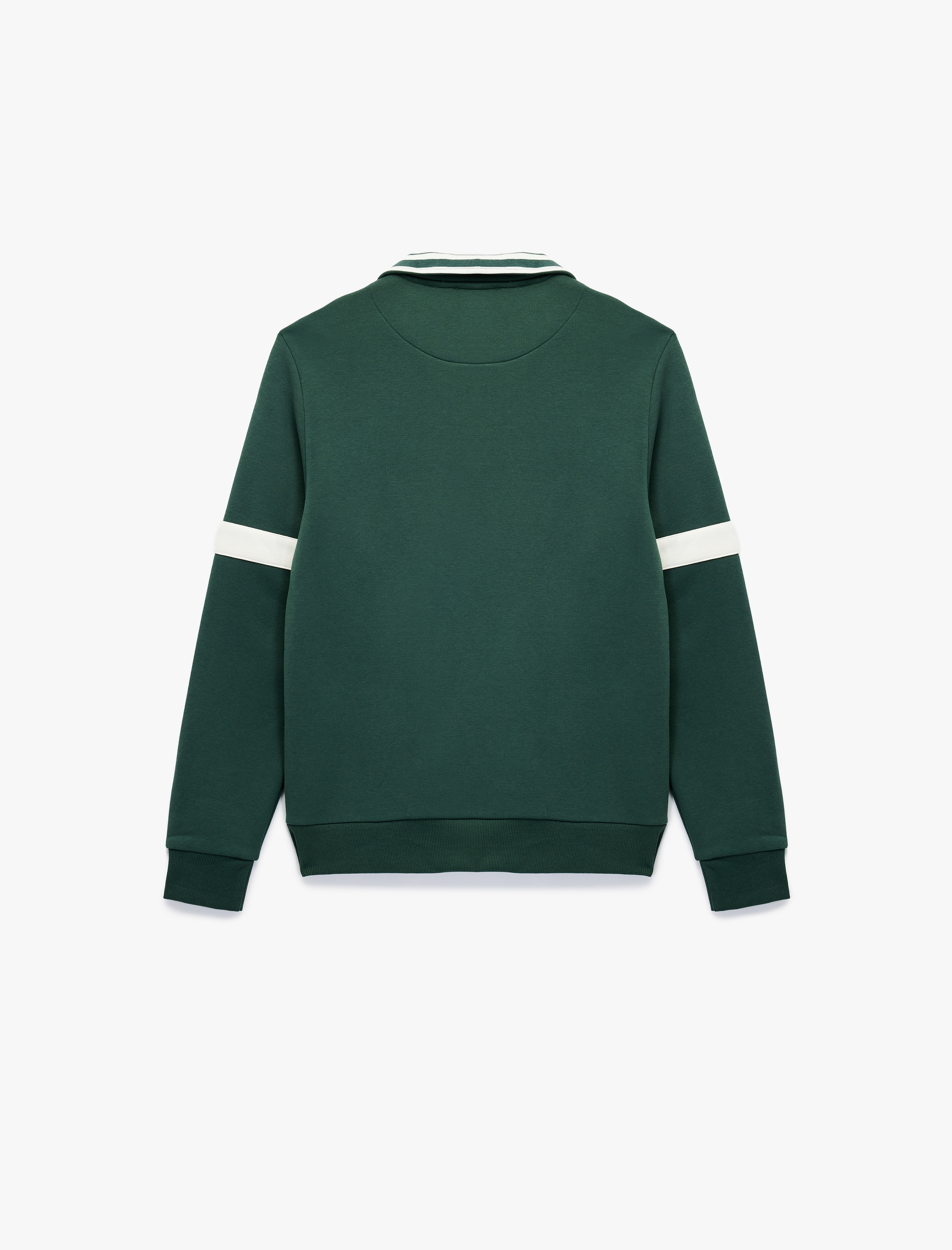 Şardonlu Uzun Kollu Kolej Nakışlı Renk Kontrastlı Yarım Fermuarlı Sweatshirt