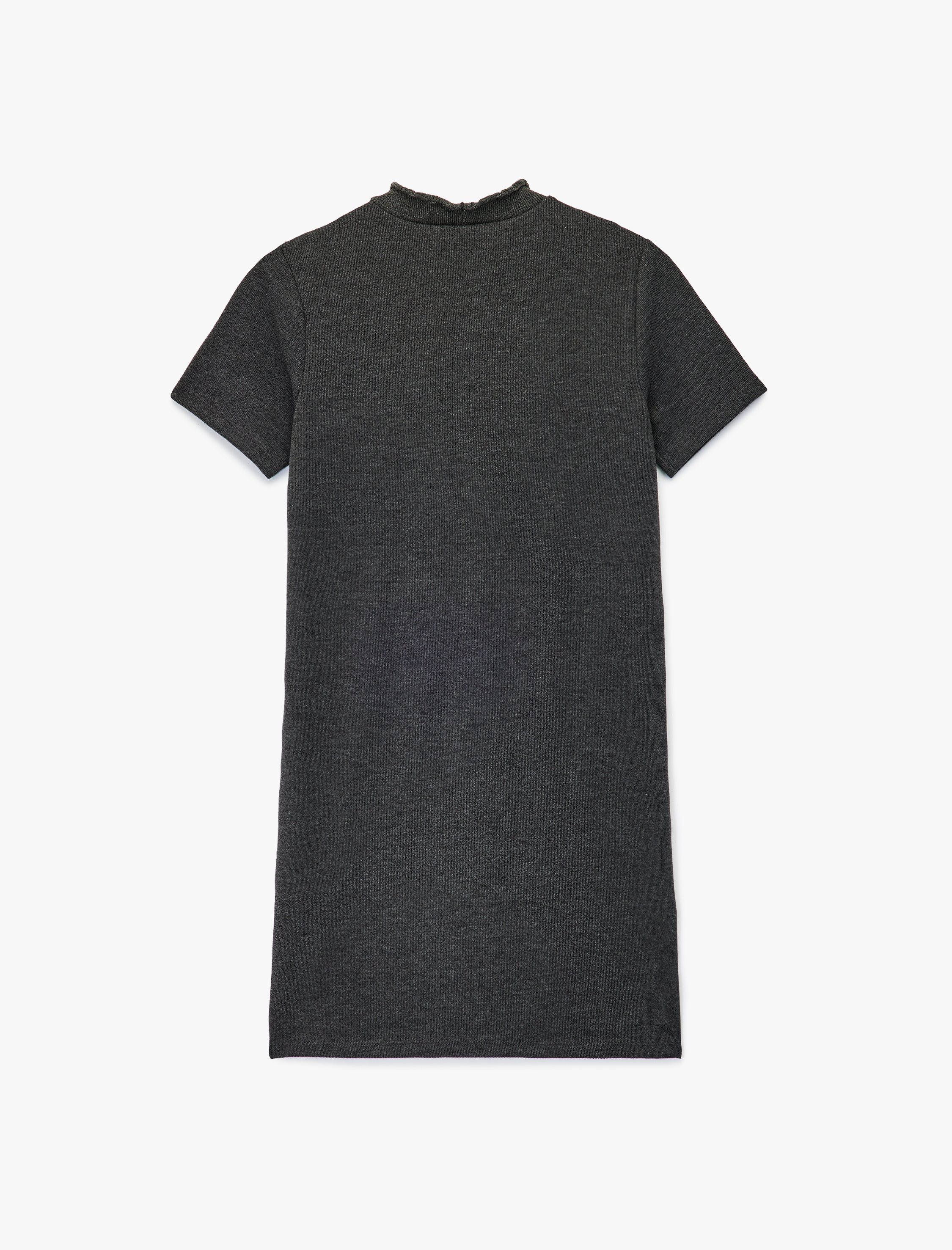   Slim Fit Kısa Kollu Dik Yaka Mini Triko Elbise