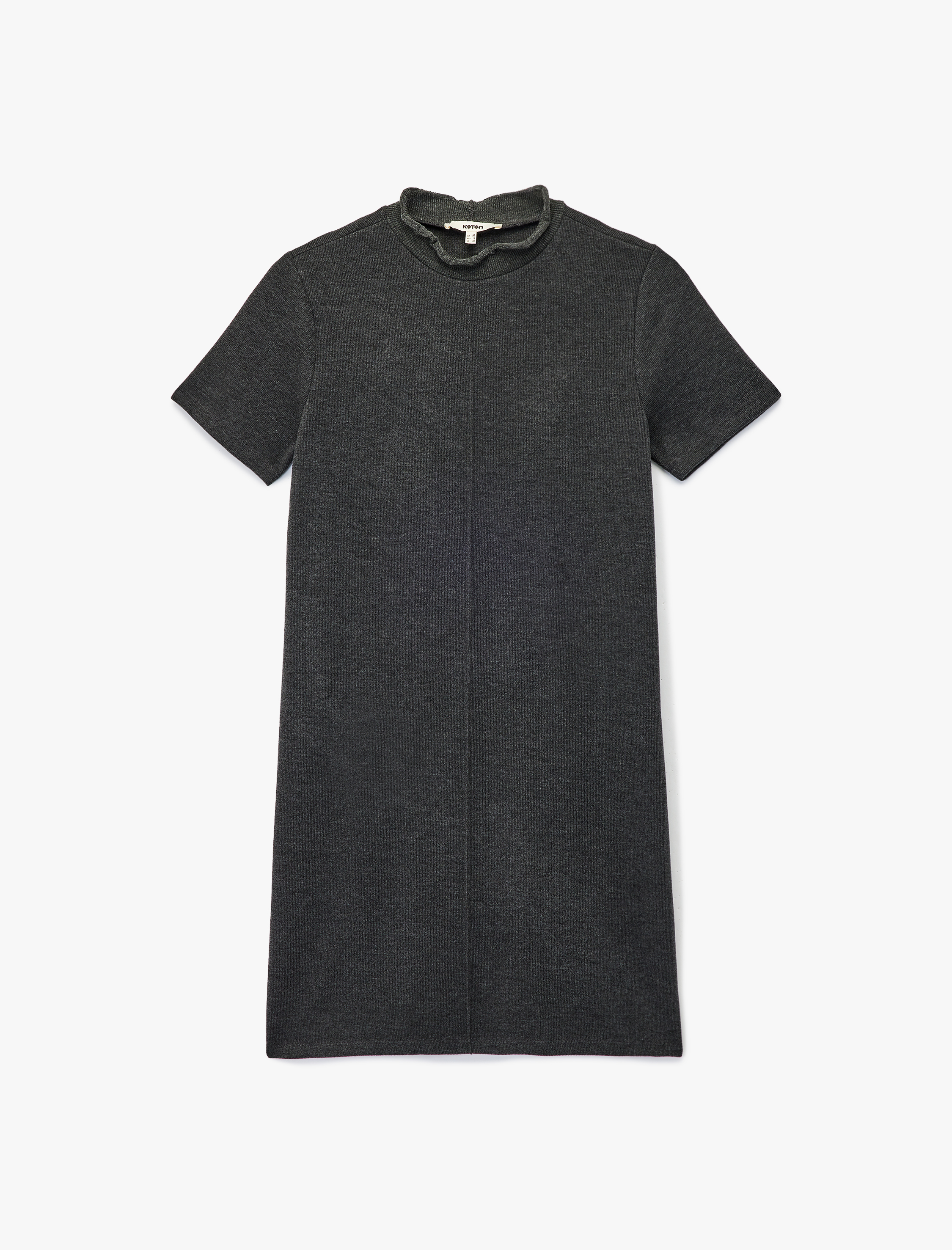   Slim Fit Kısa Kollu Dik Yaka Mini Triko Elbise