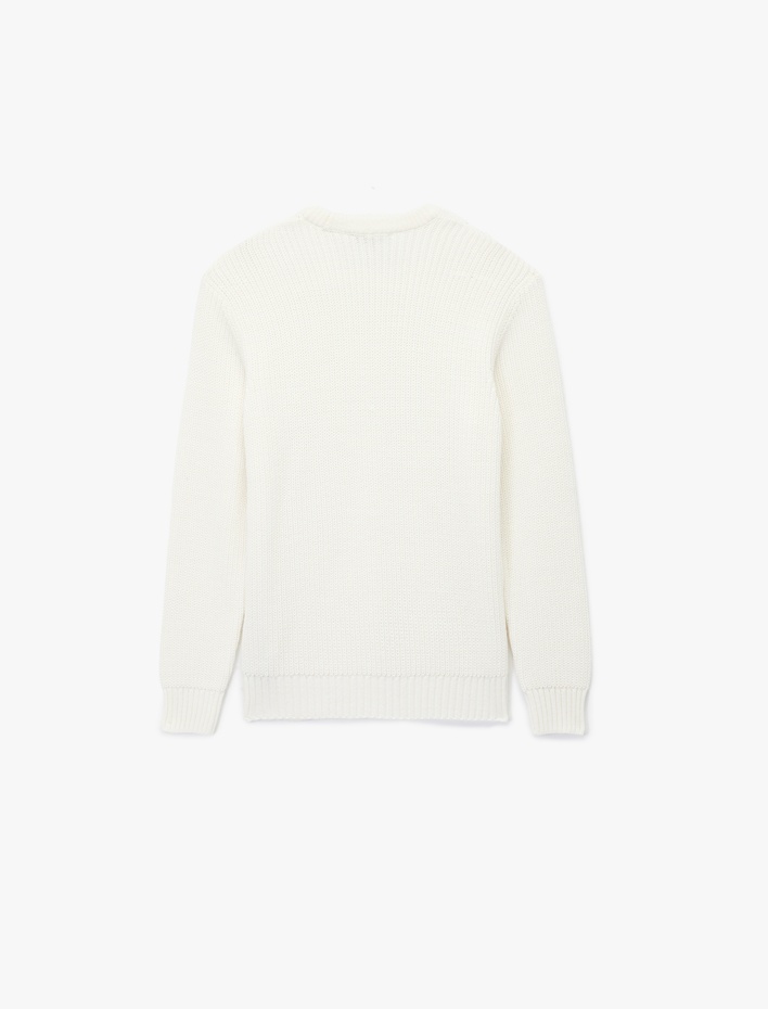  Uzun Kollu Dokulu Bisiklet Yaka Triko Kazak