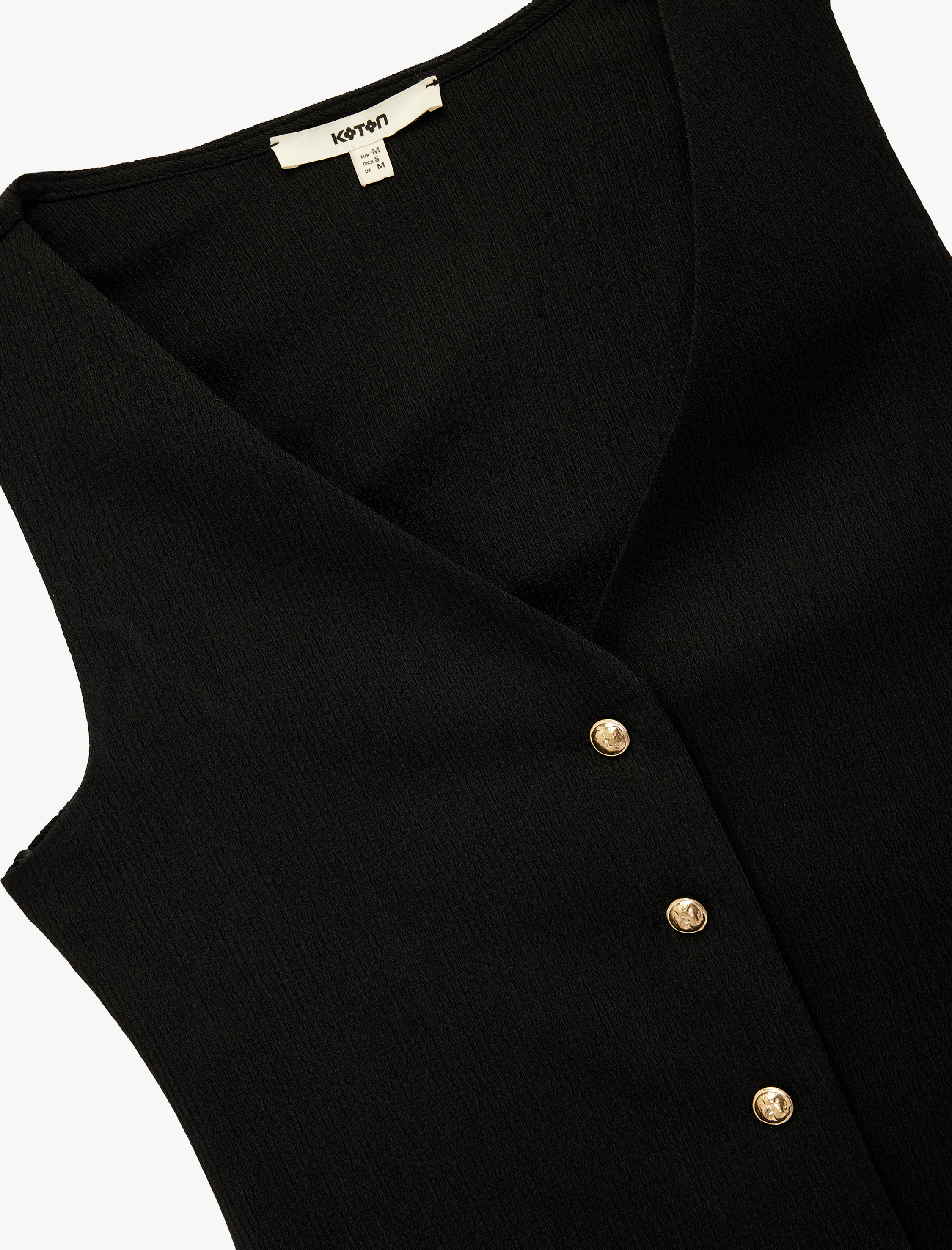   Bürümcük Kumaş Dokulu V Yaka Düğmeli Yelek