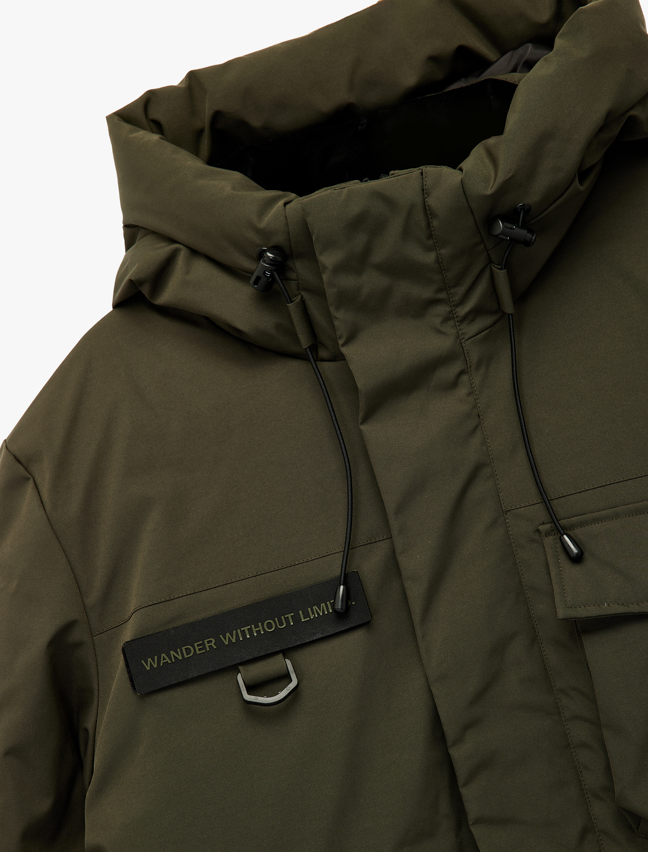   Uzun Kollu Kapaklı Cepli Su İtici Fermuarlı Kapşonlu Kışlık Parka