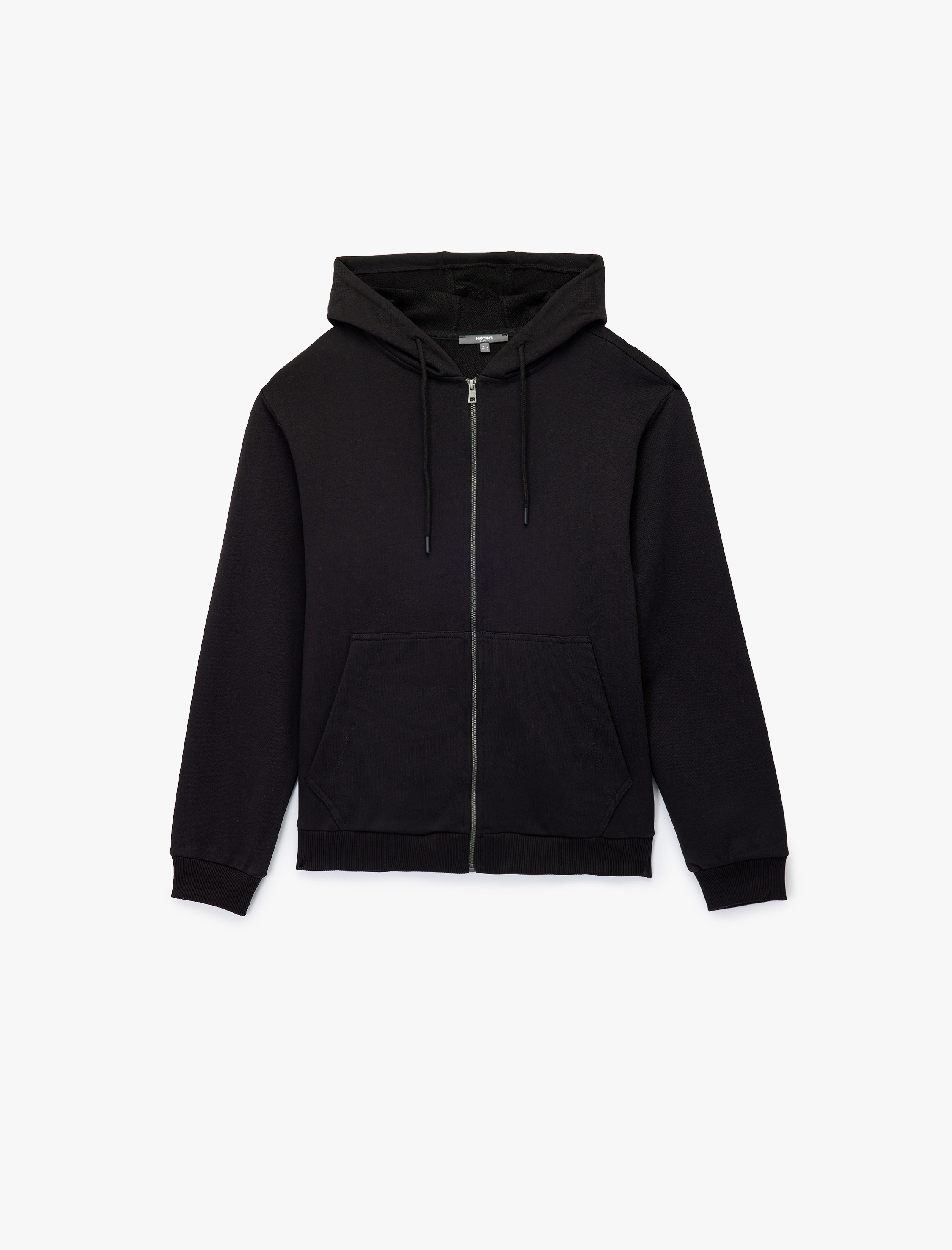   Pamuklu Uzun Kollu Fermuarlı Cep Detaylı Kapüşonlu Hırka