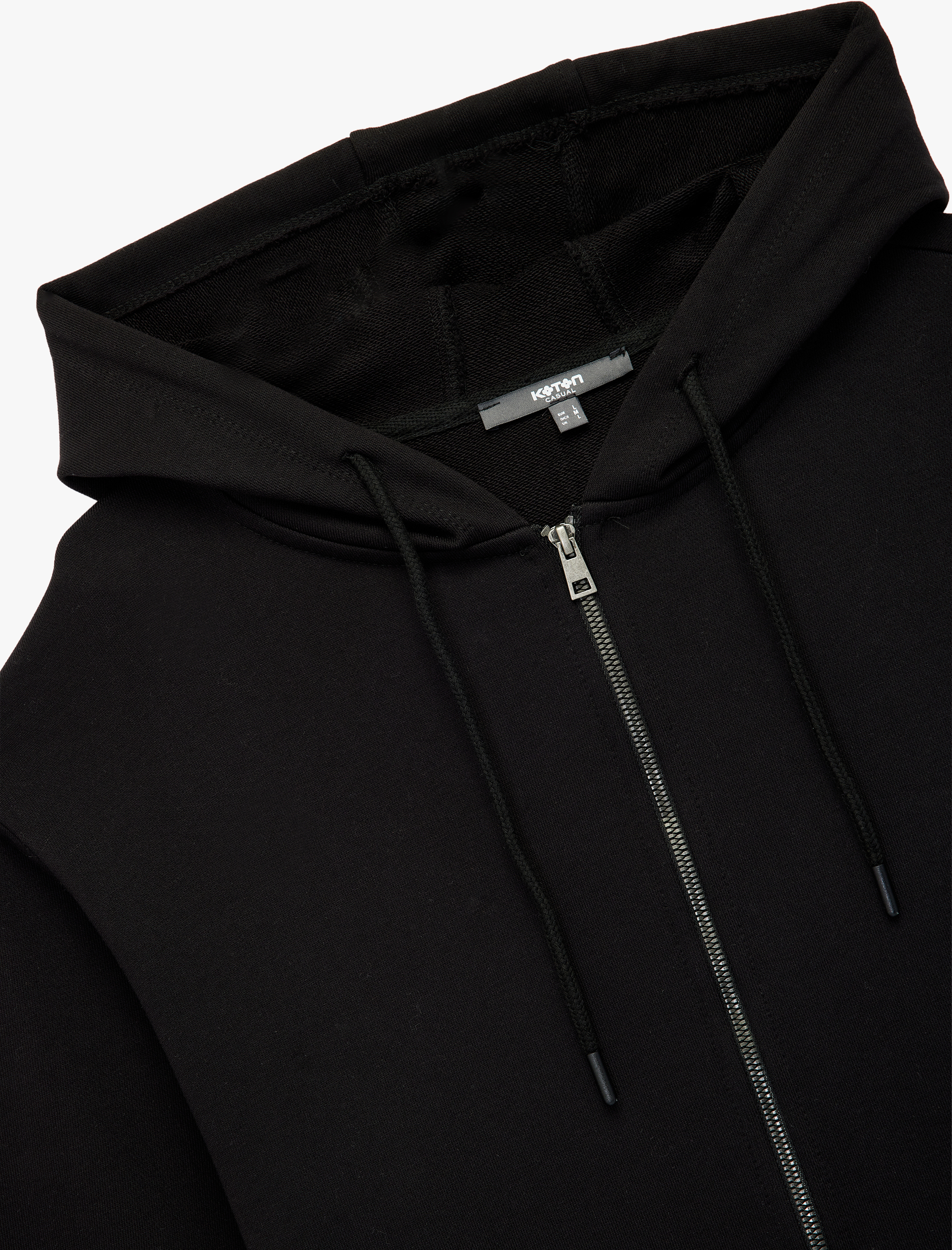   Pamuklu Uzun Kollu Fermuarlı Cep Detaylı Kapüşonlu Hırka