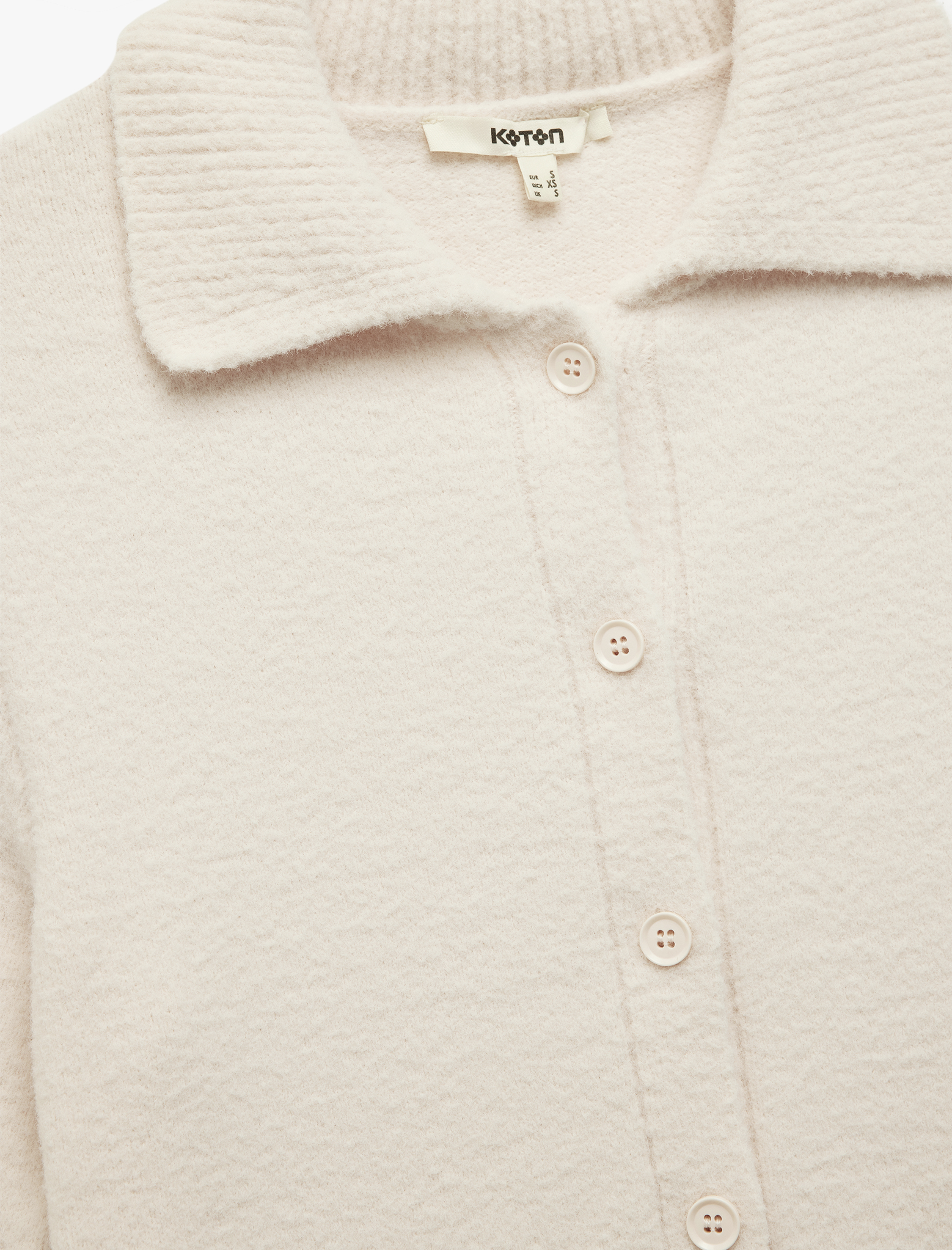   Düğmeli Kısa Kollu Polo Yaka Triko Peluş Hırka