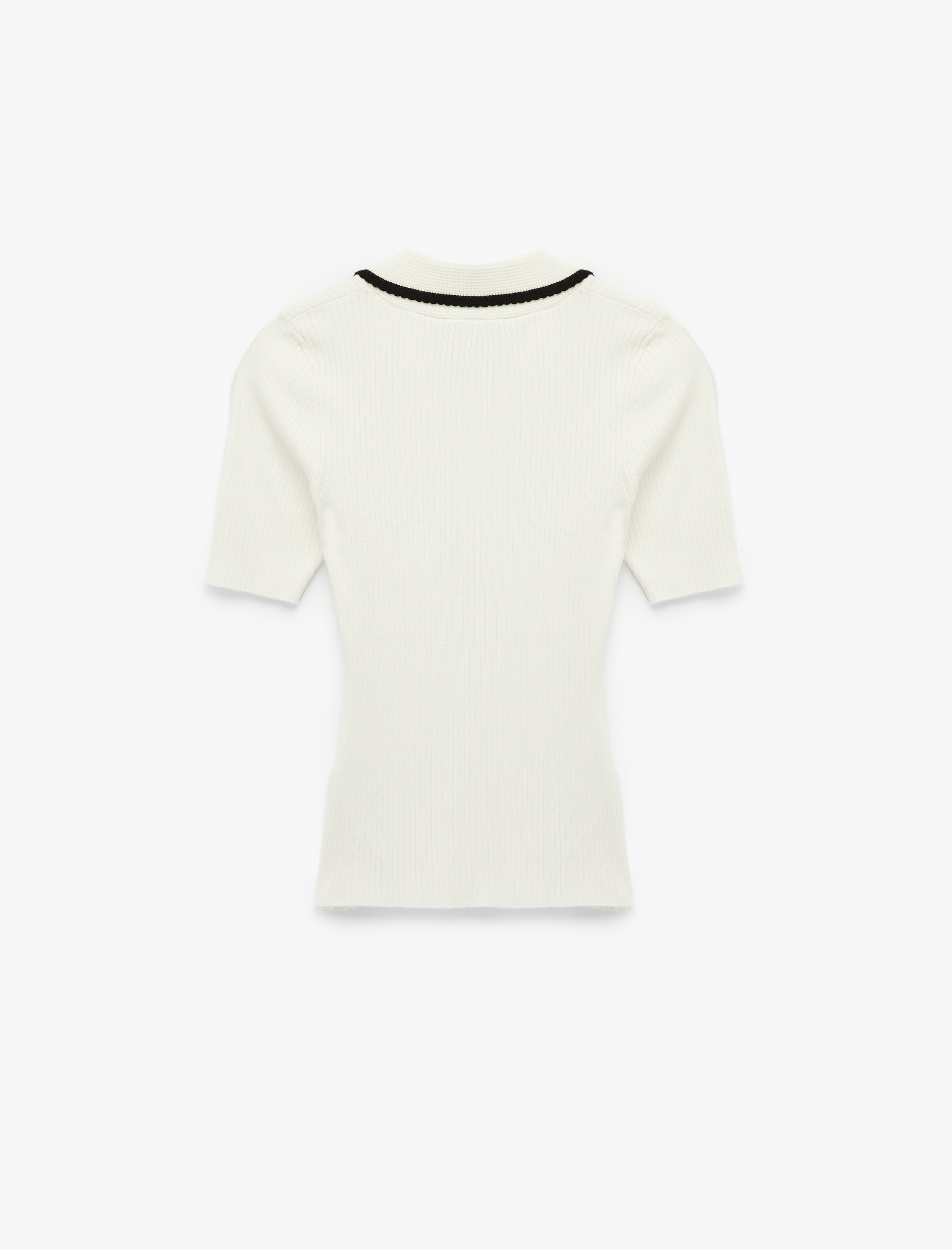   Renk Kontrast Detaylı Kısa Kollu Polo Yaka Triko Kazak