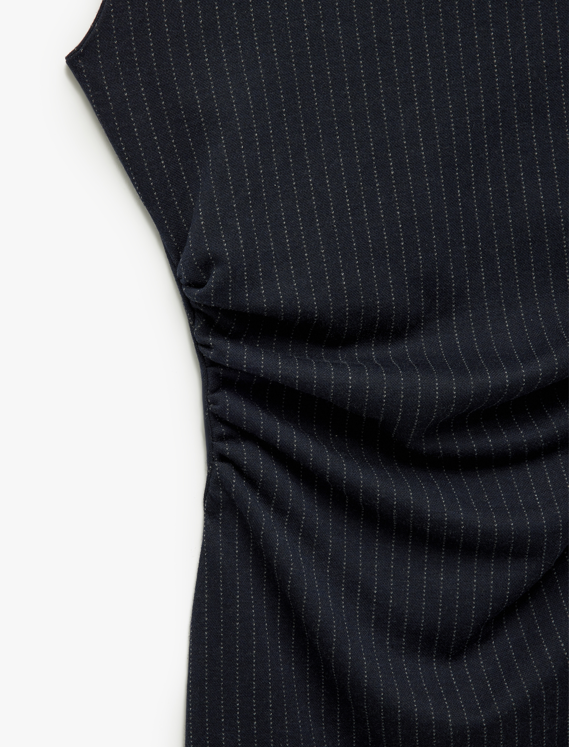   Bisiklet Yaka Drape Detaylı Mini Kolsuz Elbise