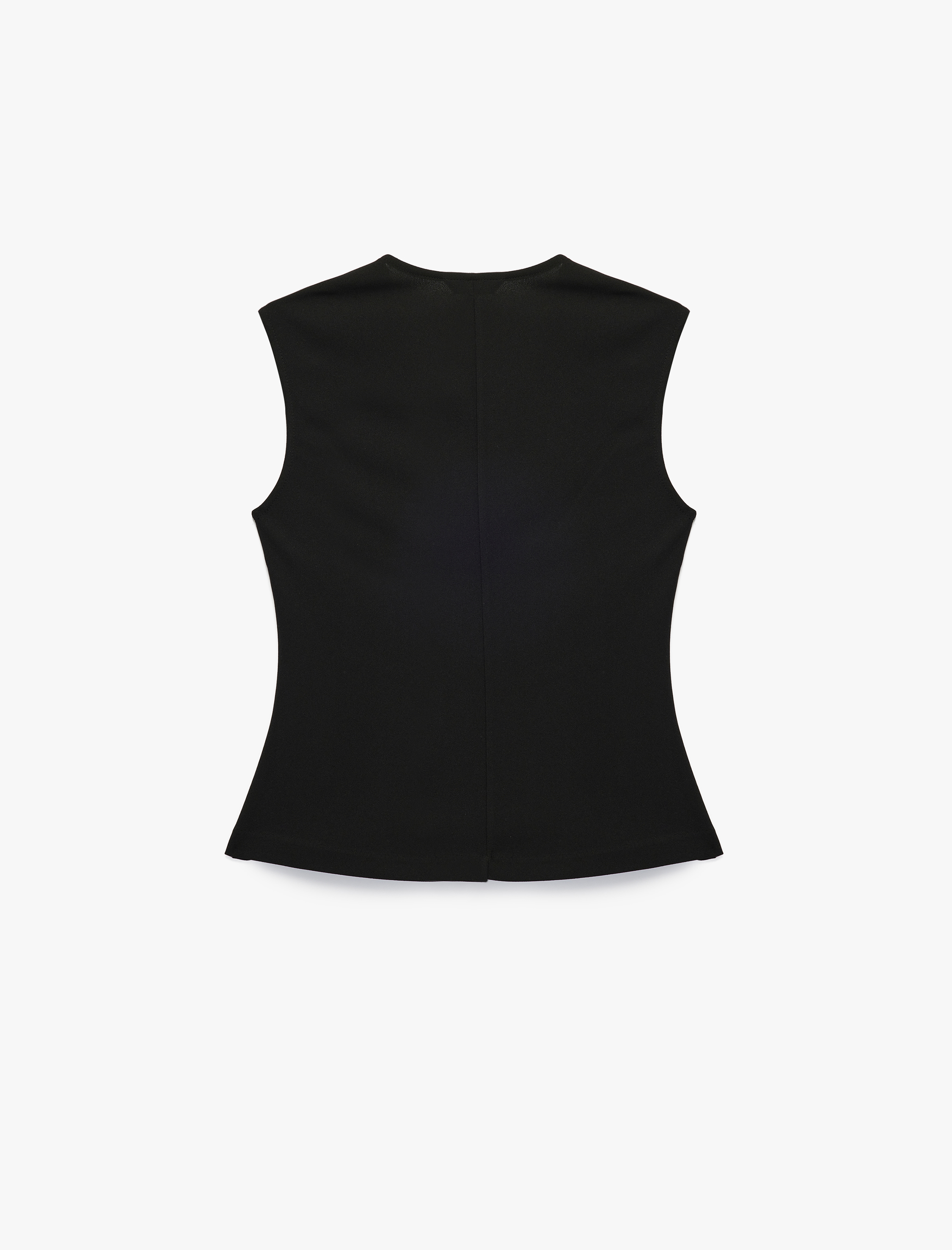   Krep Scuba Kumaş Slim Fit Peplum Kesim Düğmeli V Yaka Yelek