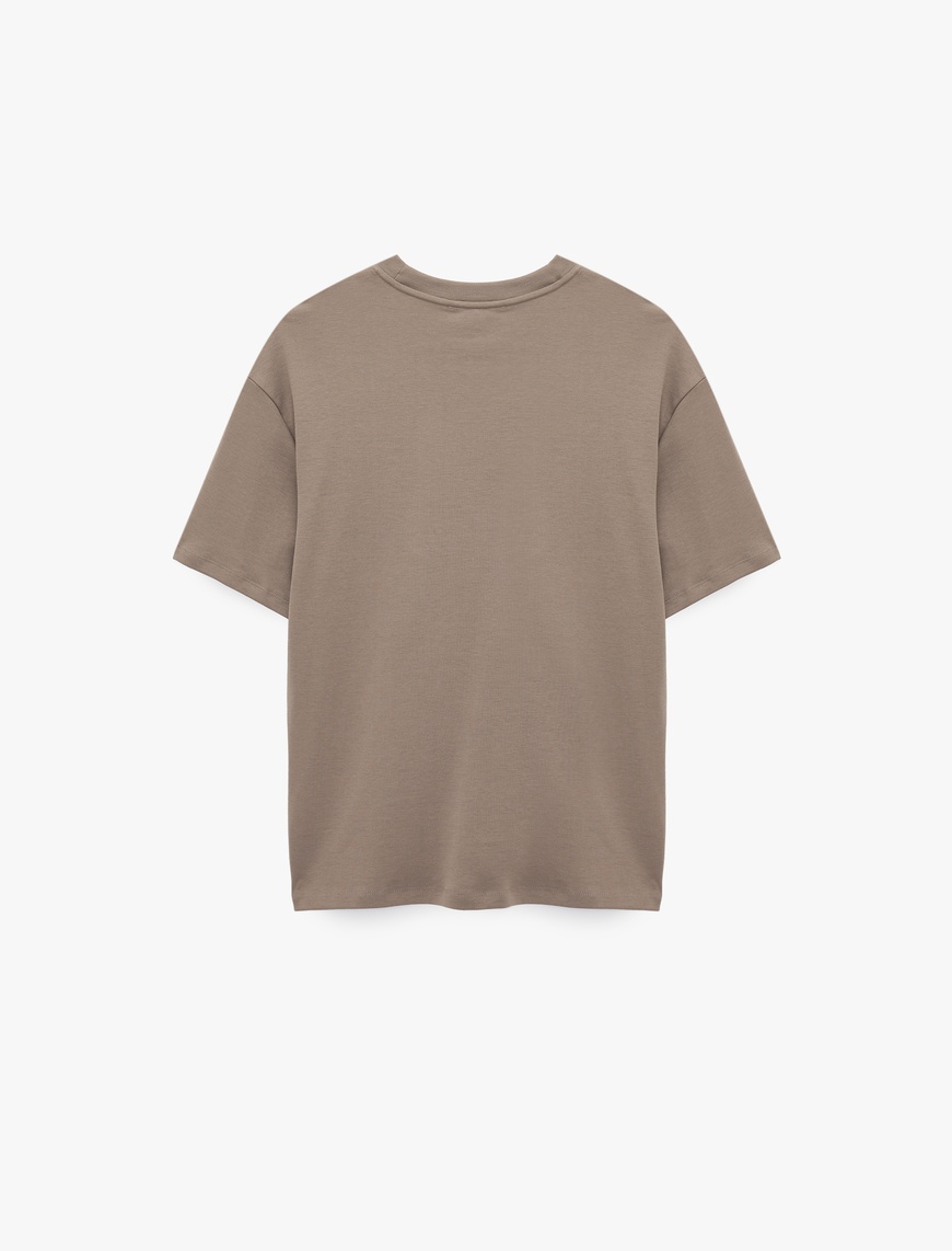   Kısa Kollu Bisiklet Yaka Pamuklu Basic Oversize Spor Tişört
