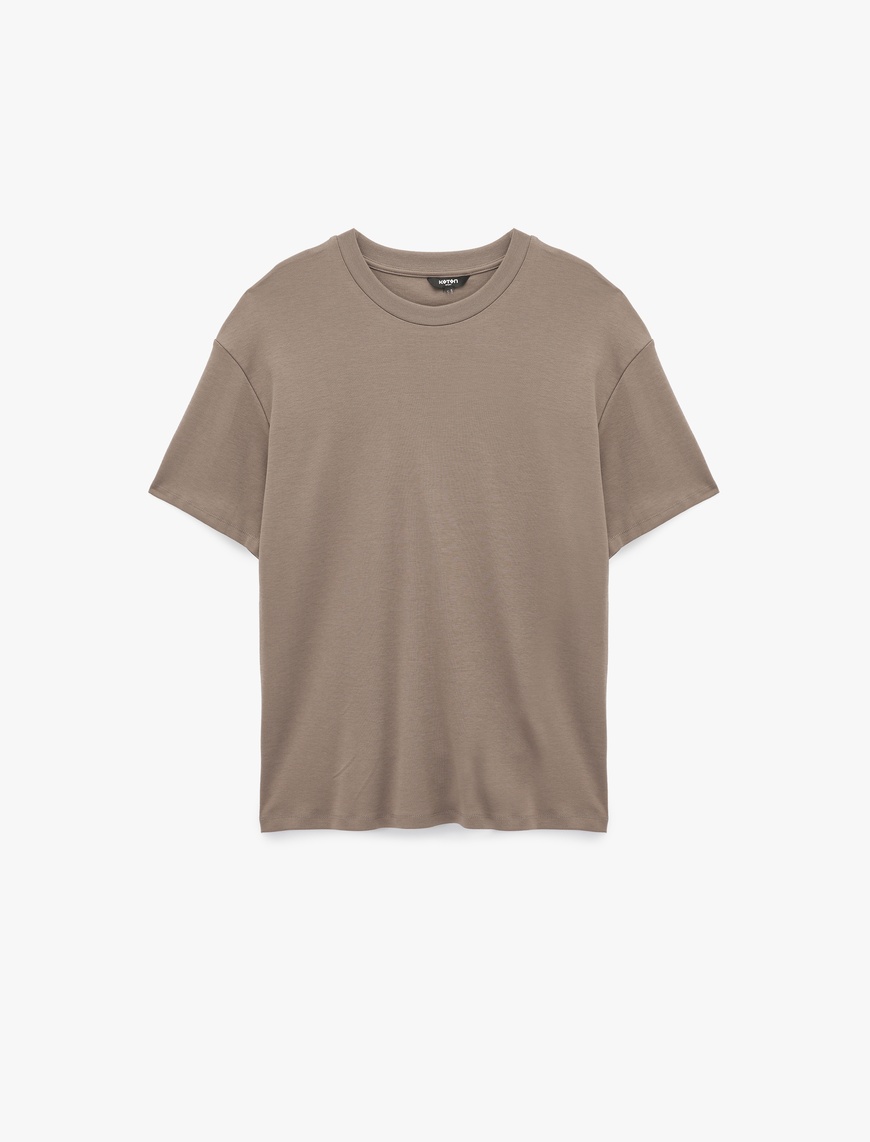  Kısa Kollu Bisiklet Yaka Pamuklu Basic Oversize Spor Tişört