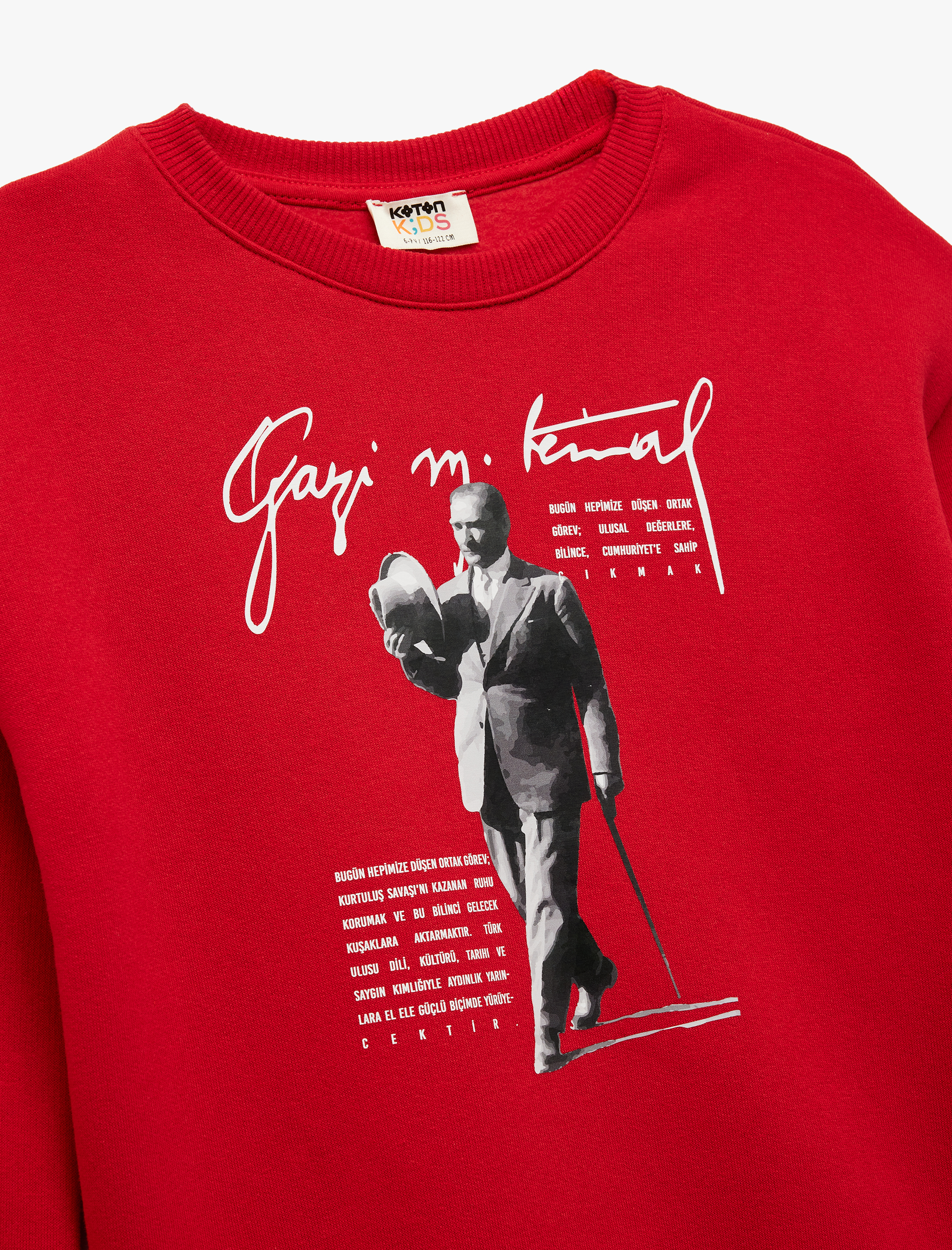  Kız Çocuk Bisiklet Yaka Uzun Kollu Atatürk Baskılı Sweatshirt