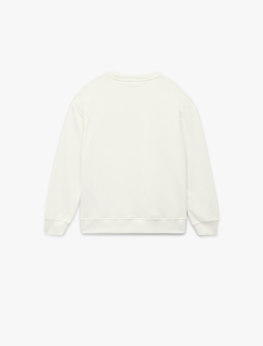  Kız Çocuk Atatürk Baskılı Uzun Kollu Bisiklet Yaka Şardonlu Sweatshirt