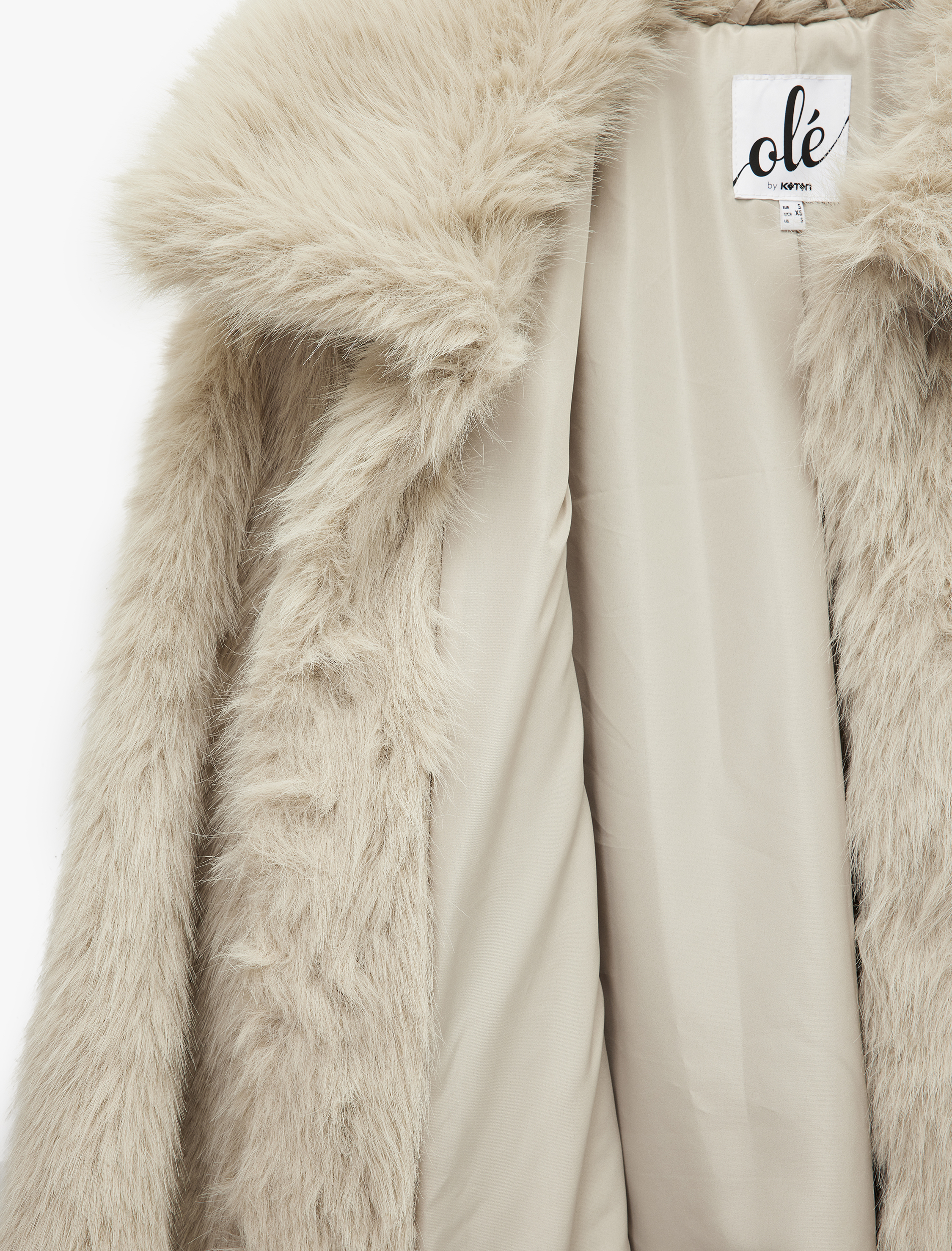   Oversize Uzun Kollu Devrik Yaka Suni Kürk Ceket