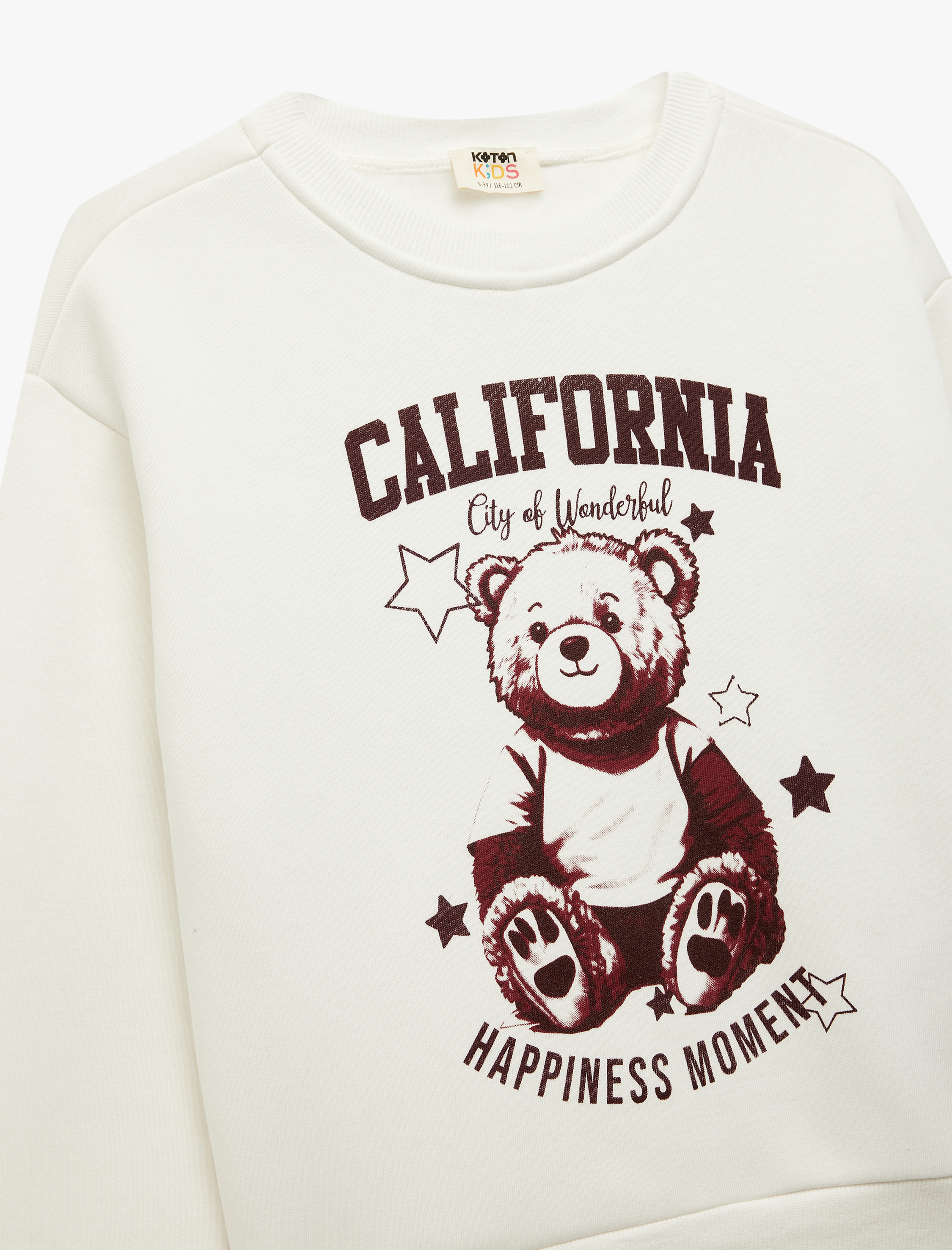  Kız Çocuk Ayıcık Baskılı Uzun Kollu Bisiklet Yaka Sweatshirt