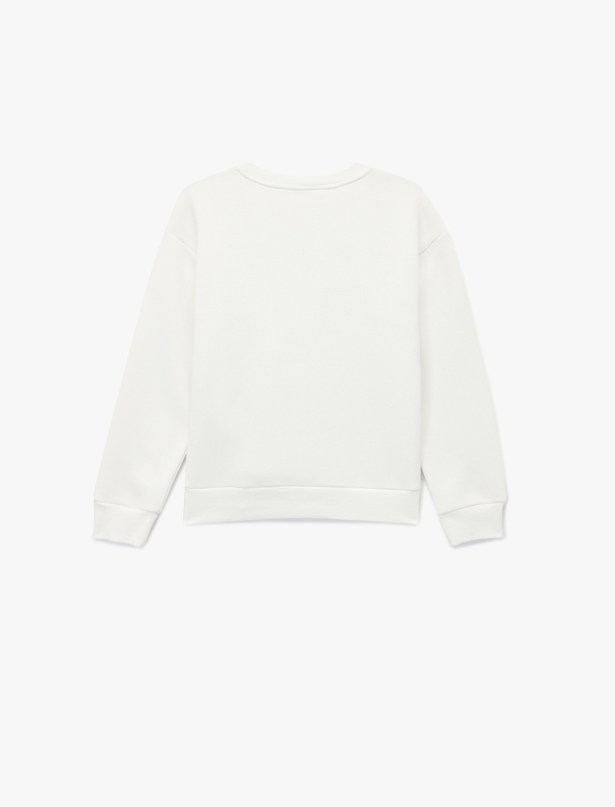  Kız Çocuk Ayıcık Baskılı Uzun Kollu Bisiklet Yaka Sweatshirt