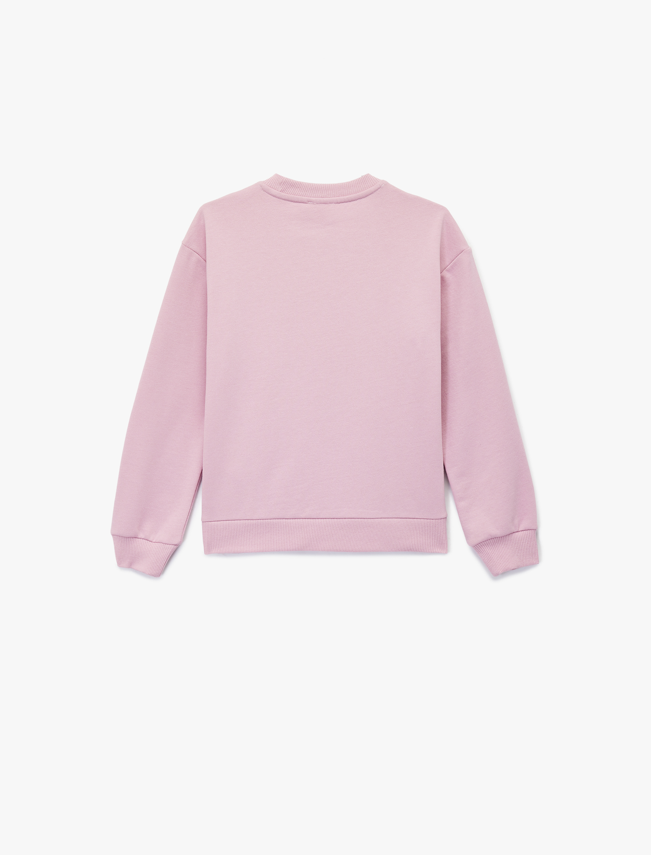  Kız Çocuk Pamuklu Uzun Kollu Bisiklet Yaka Baskılı Sweatshirt