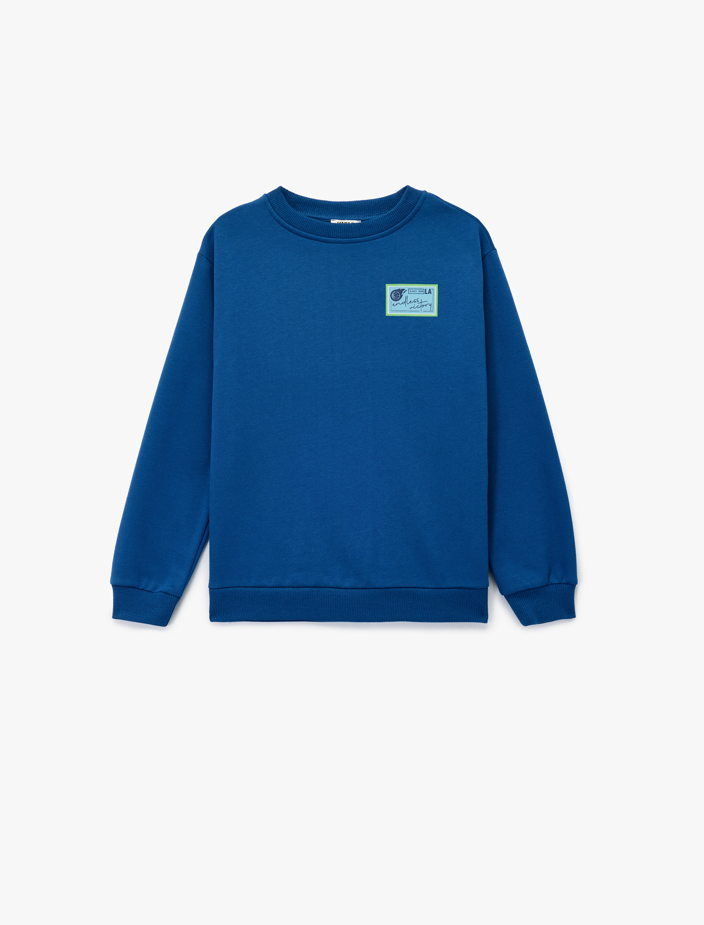  Erkek Çocuk Pamuklu Uzun Kollu Bisiklet Yaka Baskılı Şardonlu Sweatshirt