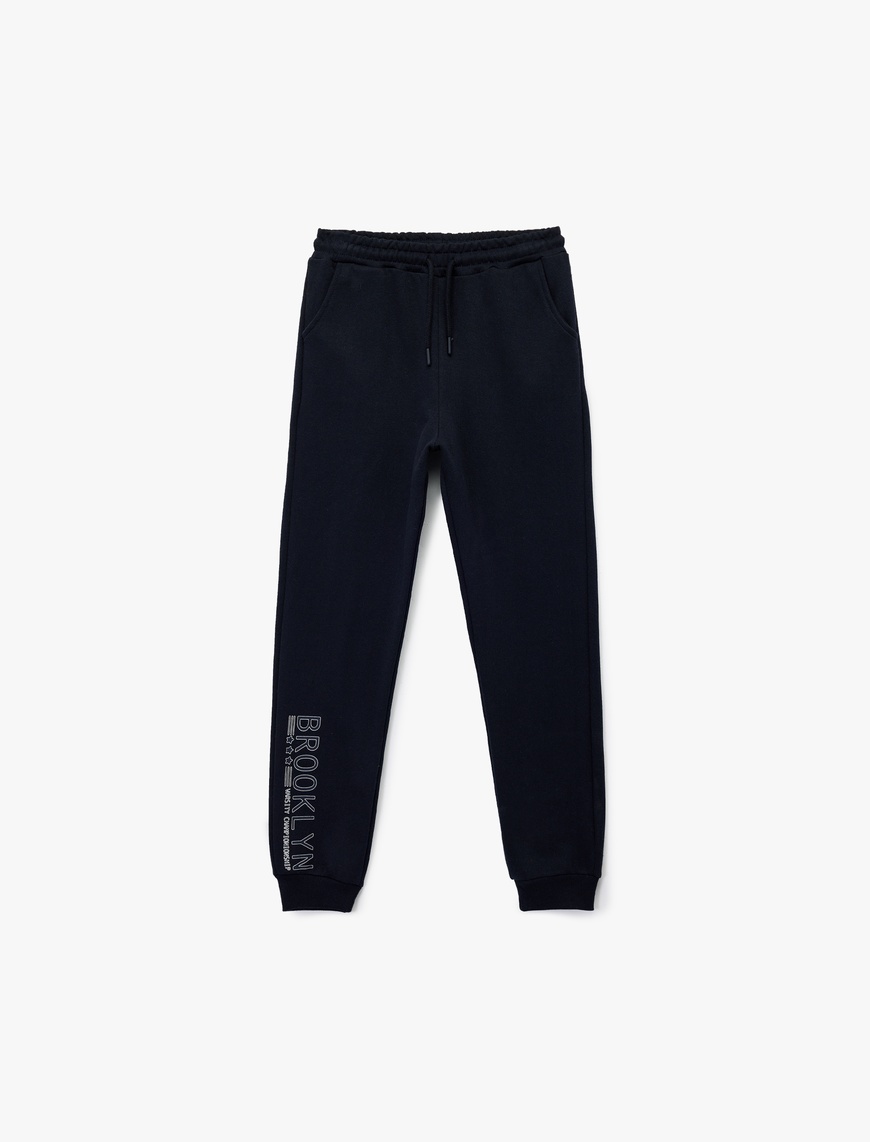  Erkek Çocuk Beli lastikli Baskı Detaylı Cepli Jogger Eşofman Altı