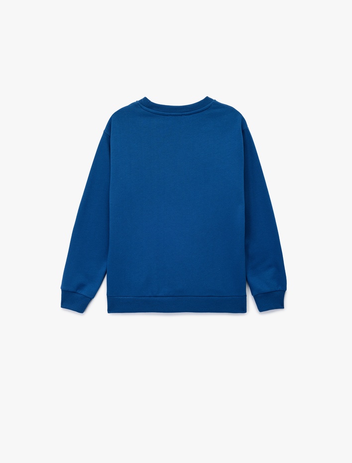 Erkek Çocuk Pamuklu Uzun Kollu Bisiklet Yaka Baskılı Sweatshirt