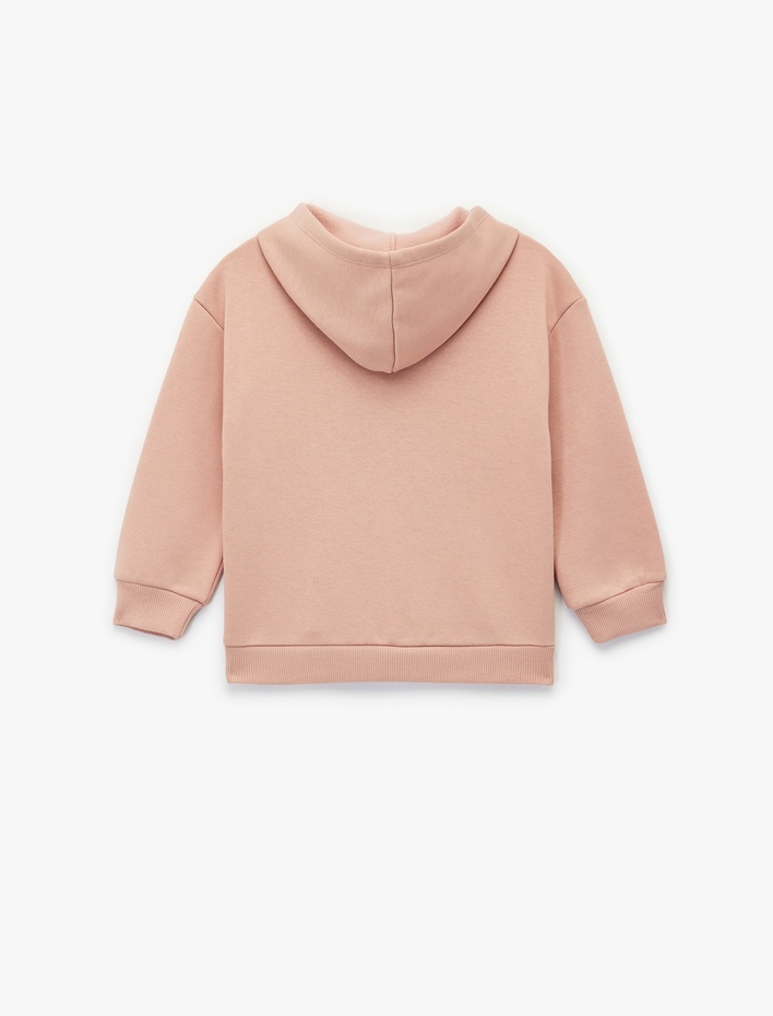 Kız Bebek Uzun Kollu Fermuarlı Kapşonlu Pamuklu Sweatshirt