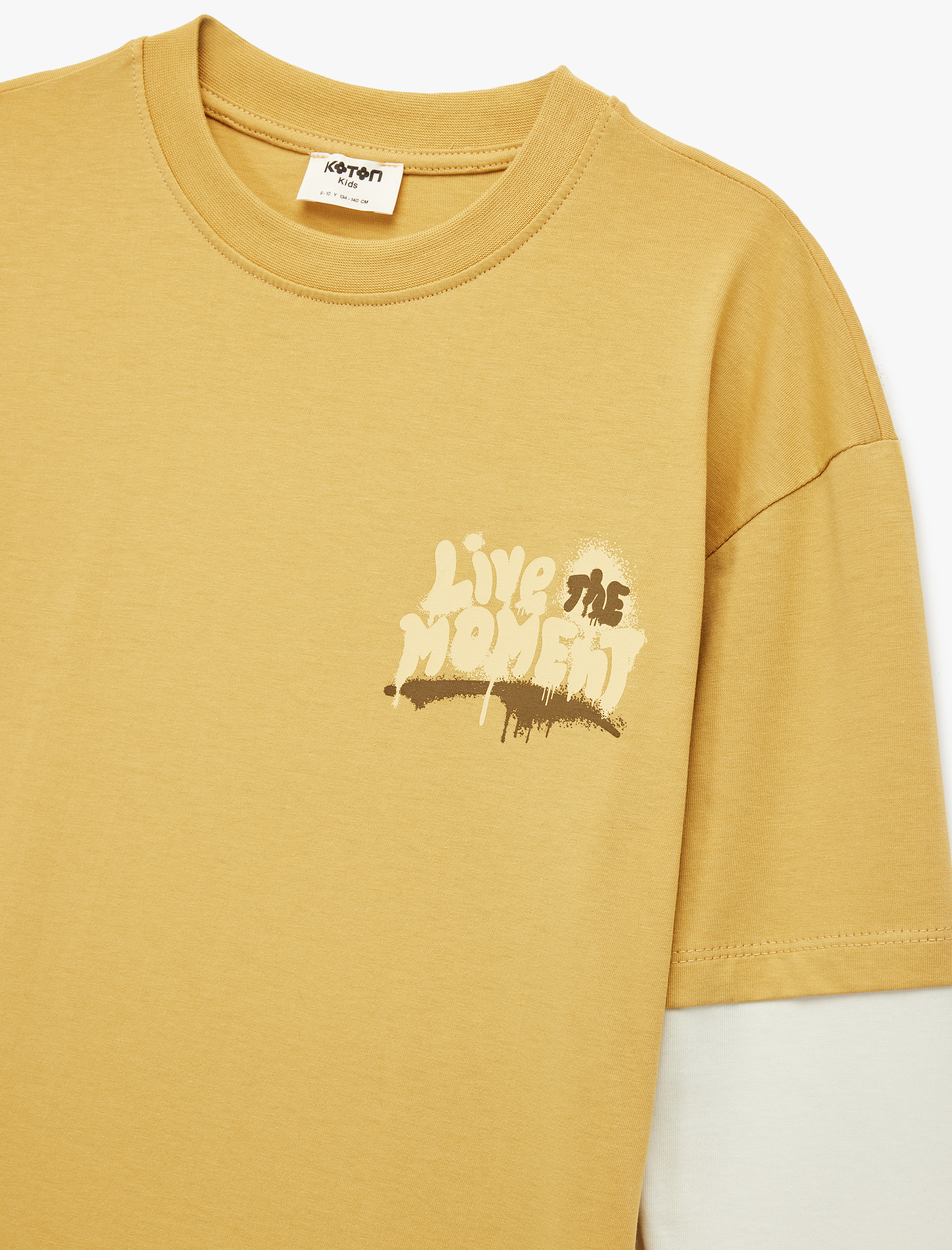  Erkek Çocuk Pamuklu Uzun Kollu Bisiklet Yaka Baskılı Tişört