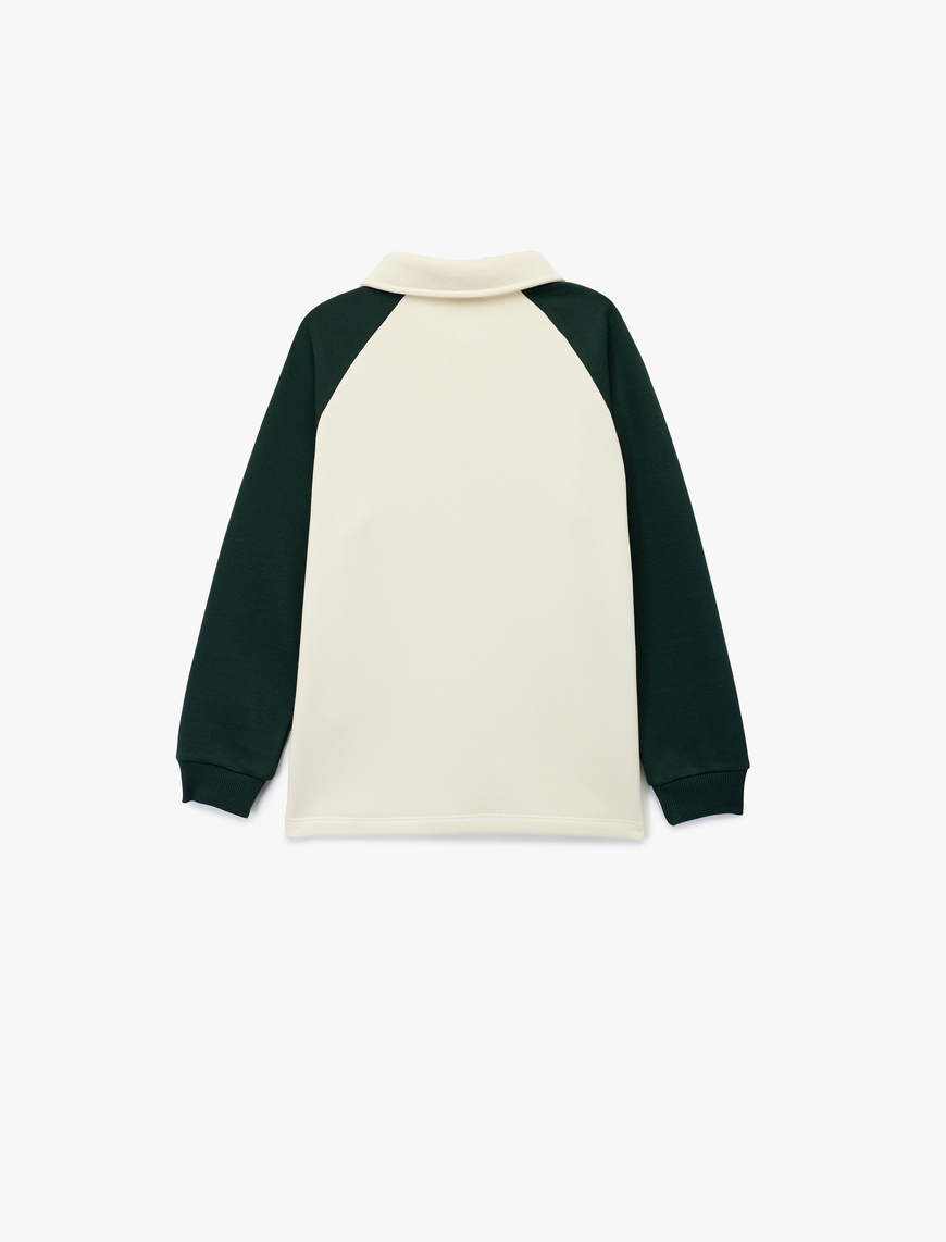  Erkek Çocuk Uzun Kollu Polo Yaka Nakışlı Sweatshirt