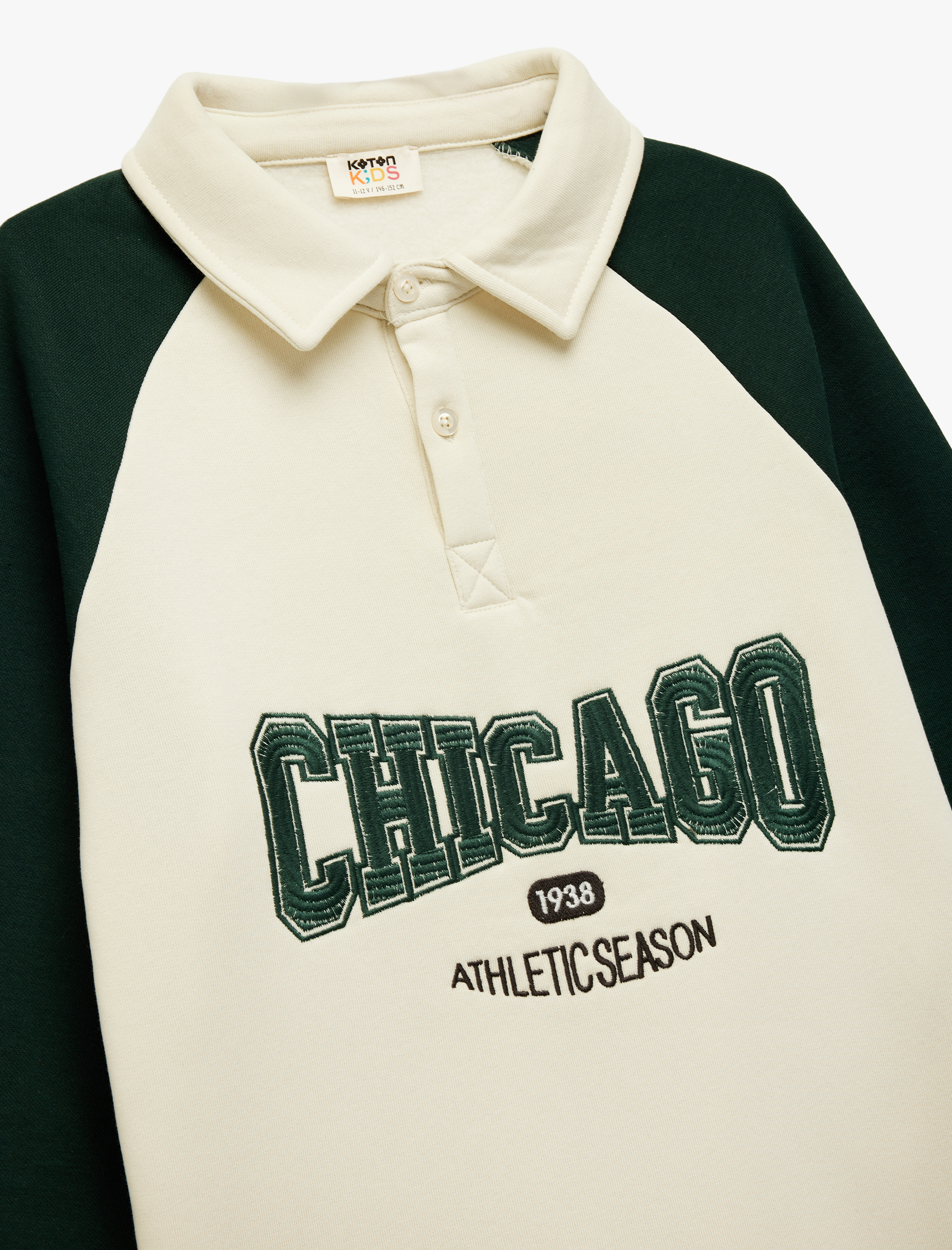  Erkek Çocuk Uzun Kollu Polo Yaka Nakışlı Sweatshirt