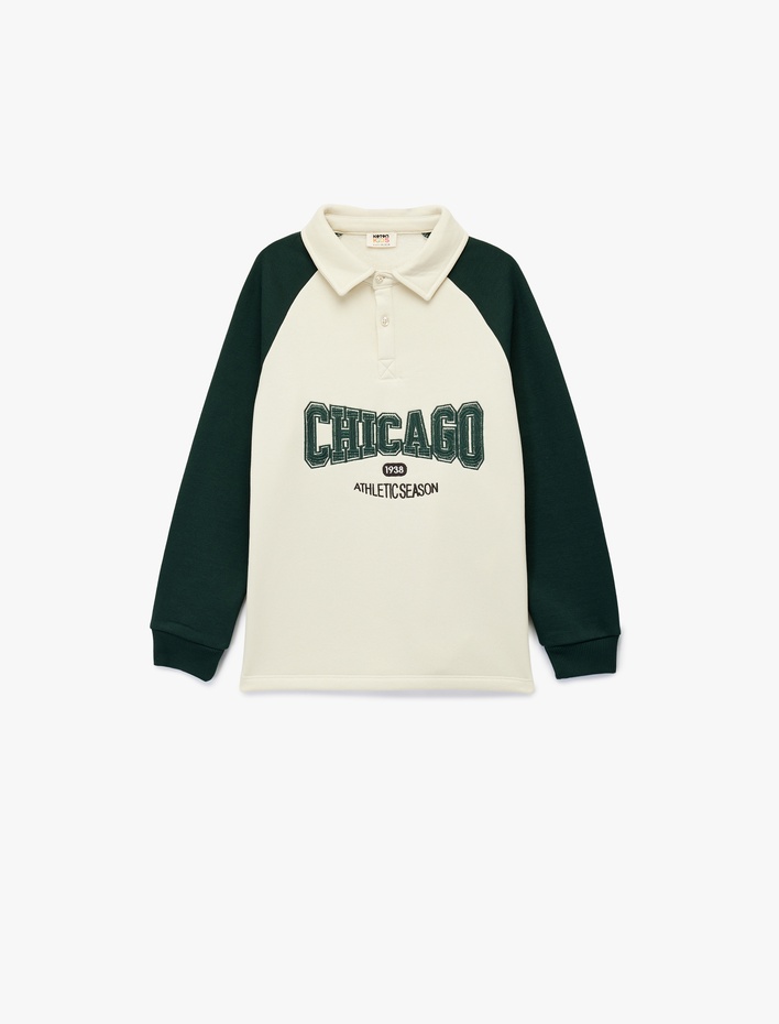 Erkek Çocuk Uzun Kollu Polo Yaka Nakışlı Sweatshirt