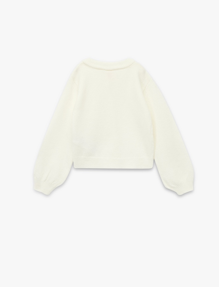 Kız Bebek Uzun Kollu Düğme Detaylı Bisiklet Yaka Basic Triko Hırka