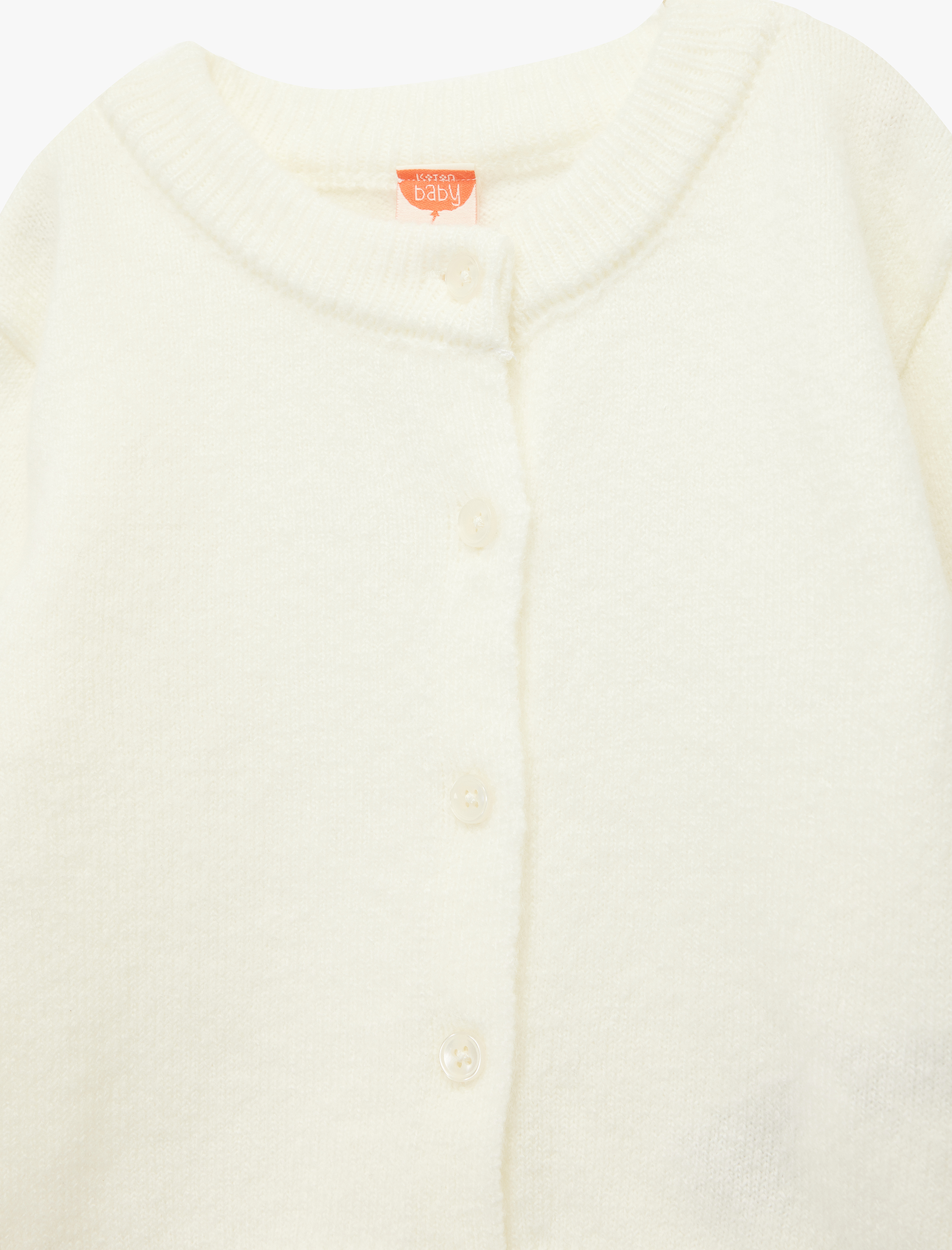  Kız Bebek Uzun Kollu Düğme Detaylı Bisiklet Yaka Basic Triko Hırka