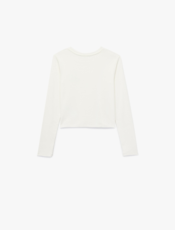 Kız Çocuk Bisiklet Yaka Uzun Kollu Pamuklu Atatürk Baskılı Tişört