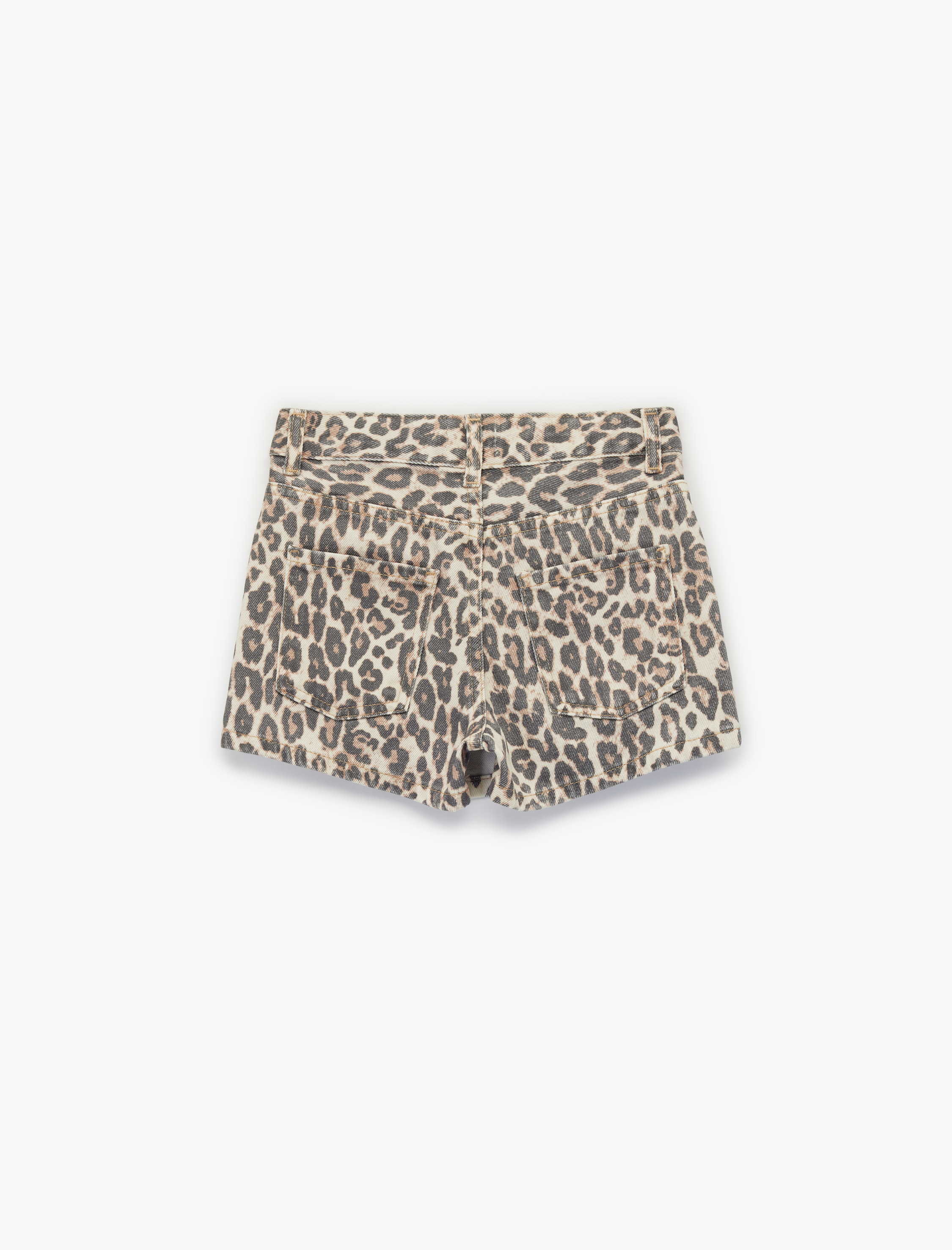  Kız Çocuk Leopar Desenli Pamuklu Kruvaze Denim Şort Etek