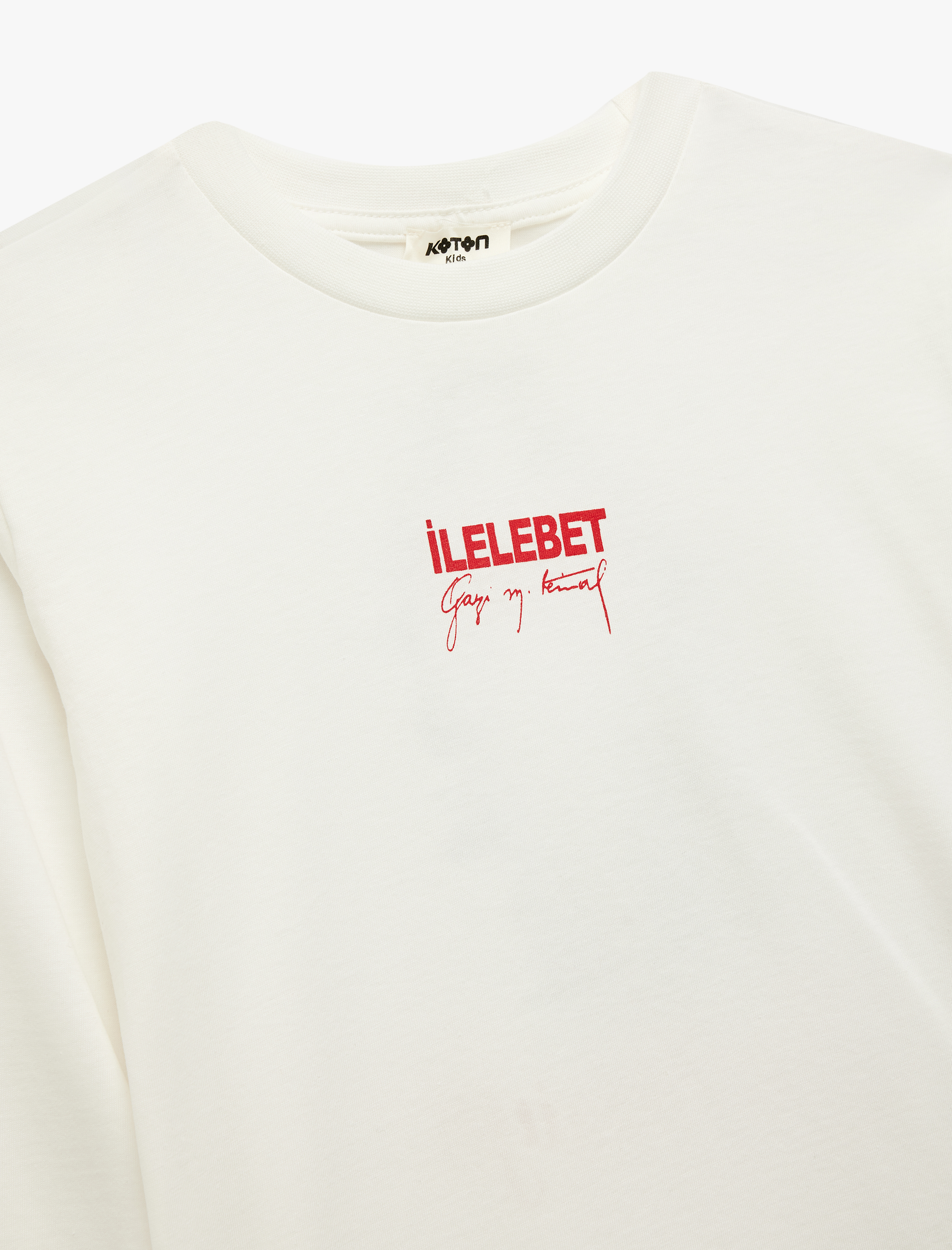  Erkek Çocuk Pamuklu Uzun Kollu Bisiklet Yaka Atatürk ve Cumhuriyet Baskılı Tişört