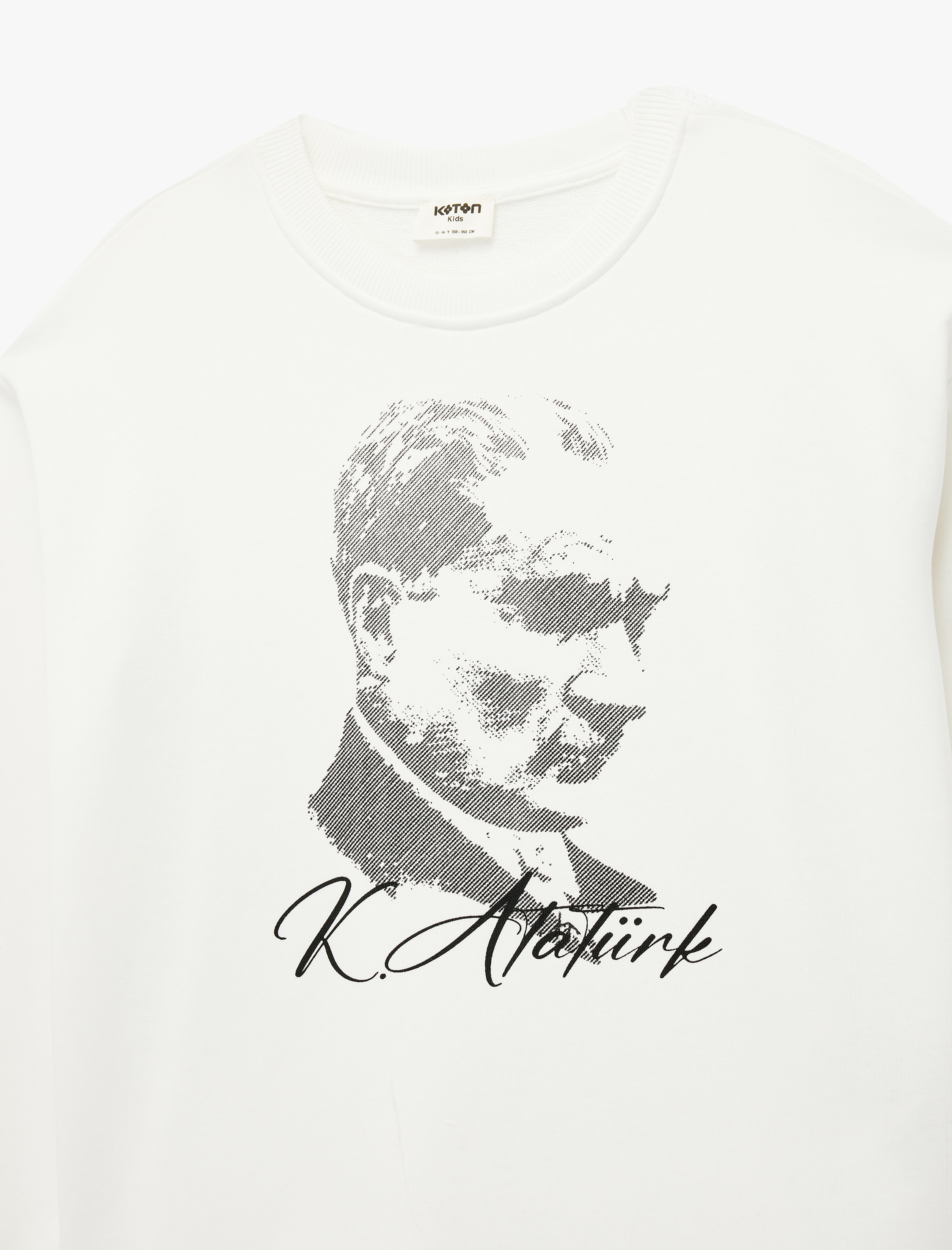  Kız Çocuk Atatürk Baskılı Uzun Kollu Bisiklet Yaka Pamuklu Sweatshirt