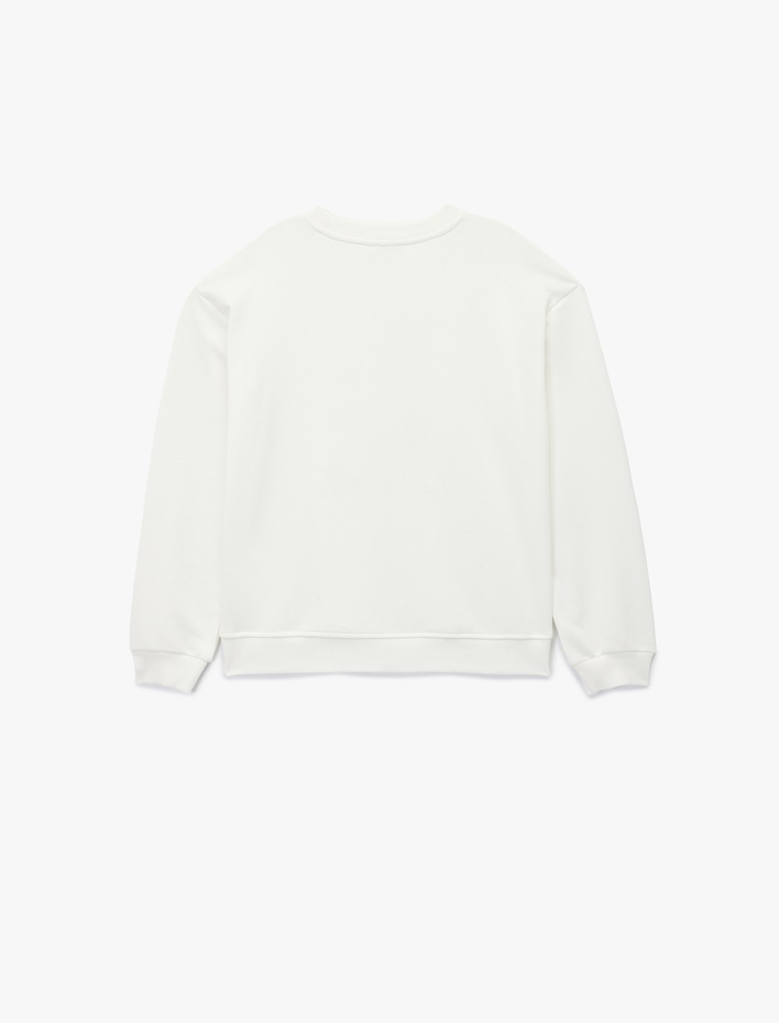 Kız Çocuk Atatürk Baskılı Uzun Kollu Bisiklet Yaka Pamuklu Sweatshirt