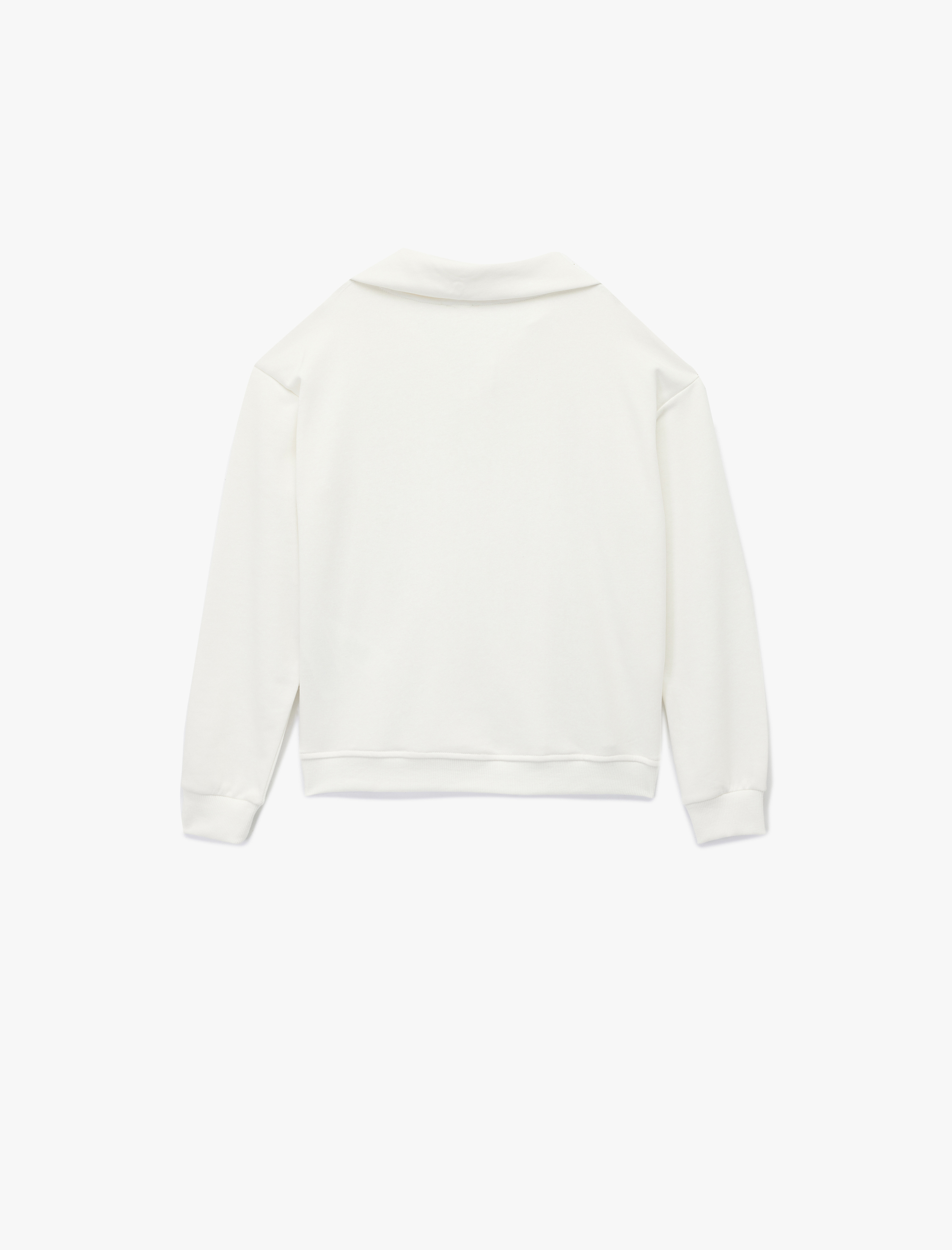  Kız Çocuk Atatürk Baskılı Yarım Fermuarlı Dik Yaka Uzun Kollu Sweatshirt