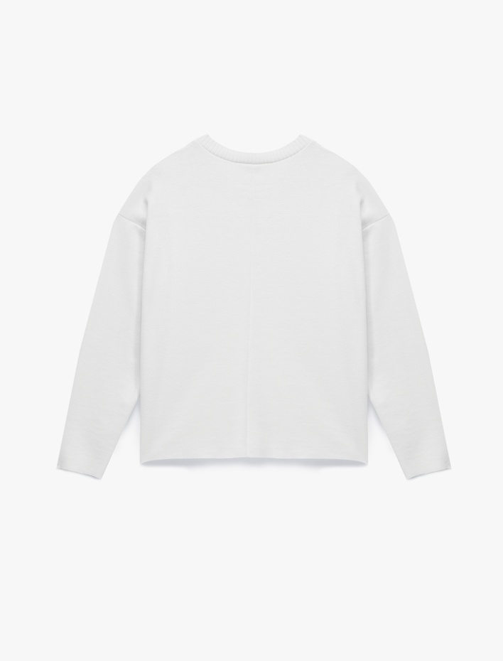  Uzun Kollu Bisiklet Yaka Basic Sweatshirt