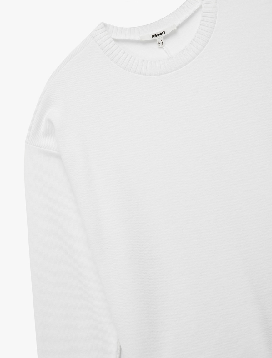   Uzun Kollu Bisiklet Yaka Basic Sweatshirt