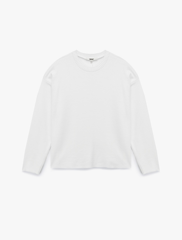  Uzun Kollu Bisiklet Yaka Basic Sweatshirt