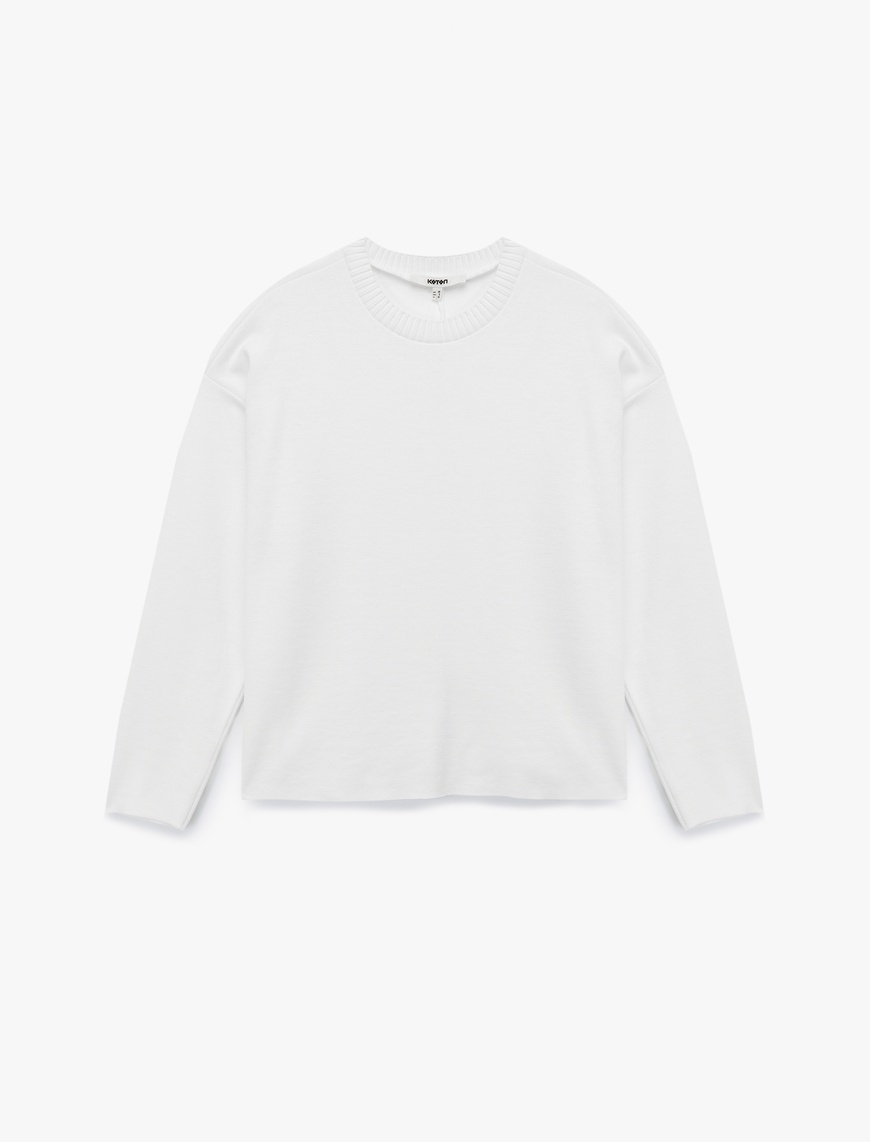   Uzun Kollu Bisiklet Yaka Basic Sweatshirt