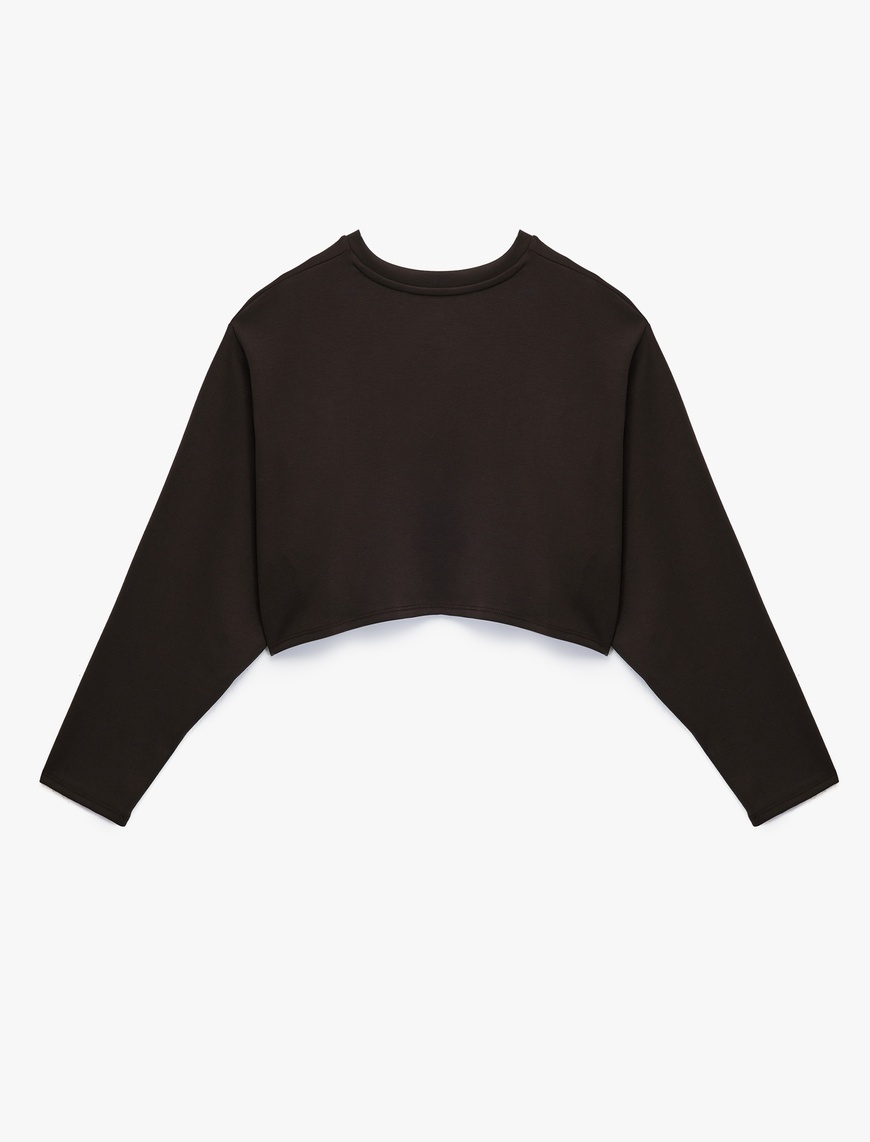   Uzun Kollu Bisiklet Yaka Oversize Spor Crop Sweatshirt